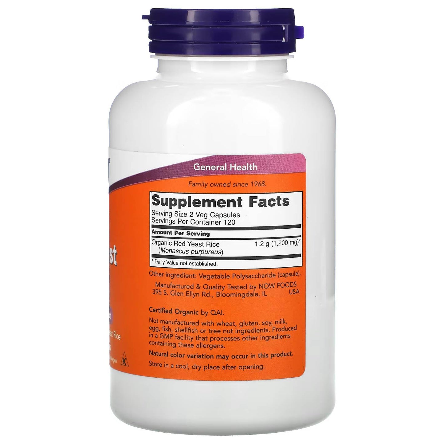 NOW Foods Red Yeast Rice 600 mg Capsule, 240 Capsules