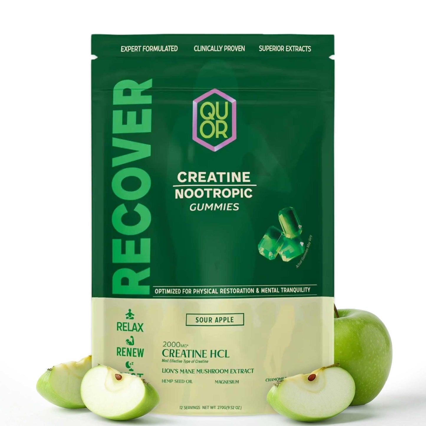 QUOR Creatine HCl Recovery Gummies, 60 Count