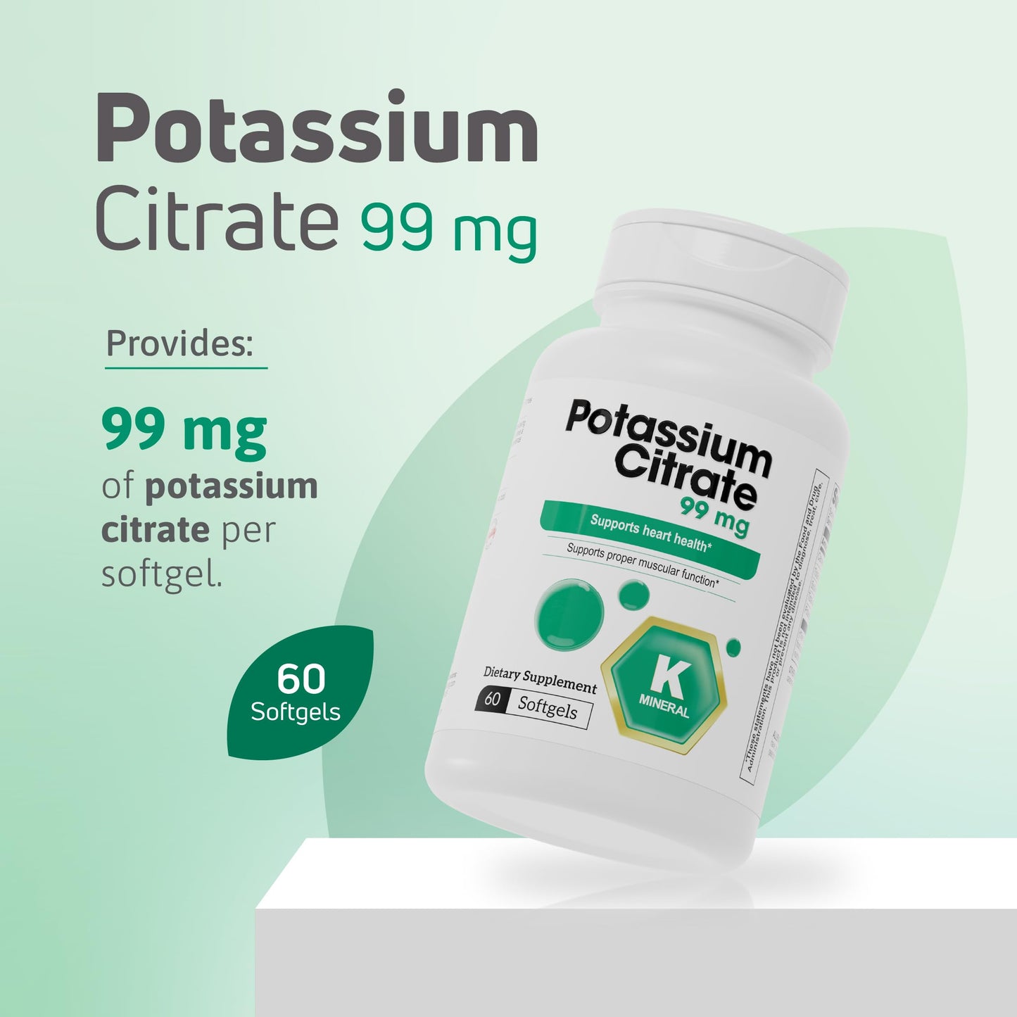 Nutra Nutrition Potassium Citrate 99 mg Softgels, 60 Softgels