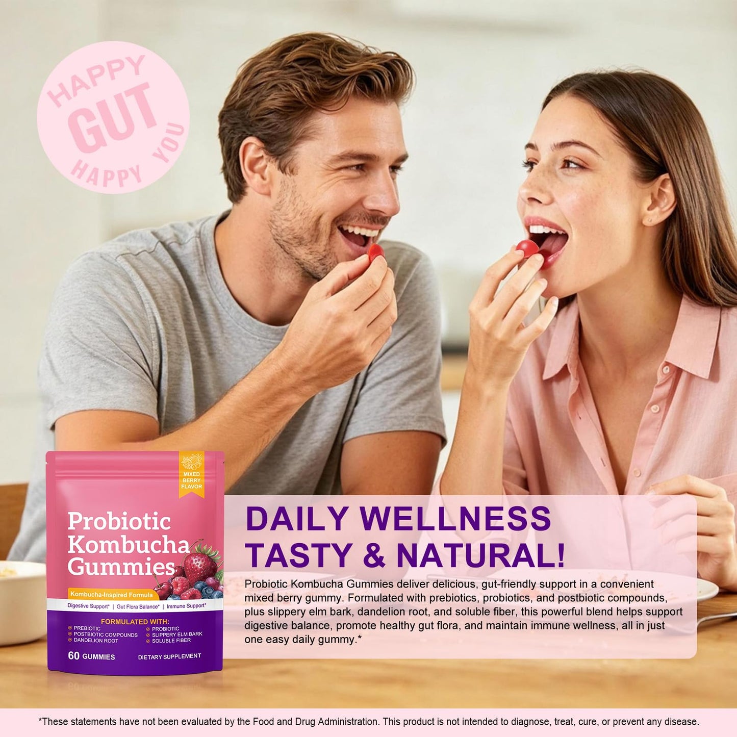 Onznoz Probiotic Kombucha Gummies Capsule, 60 Capsules