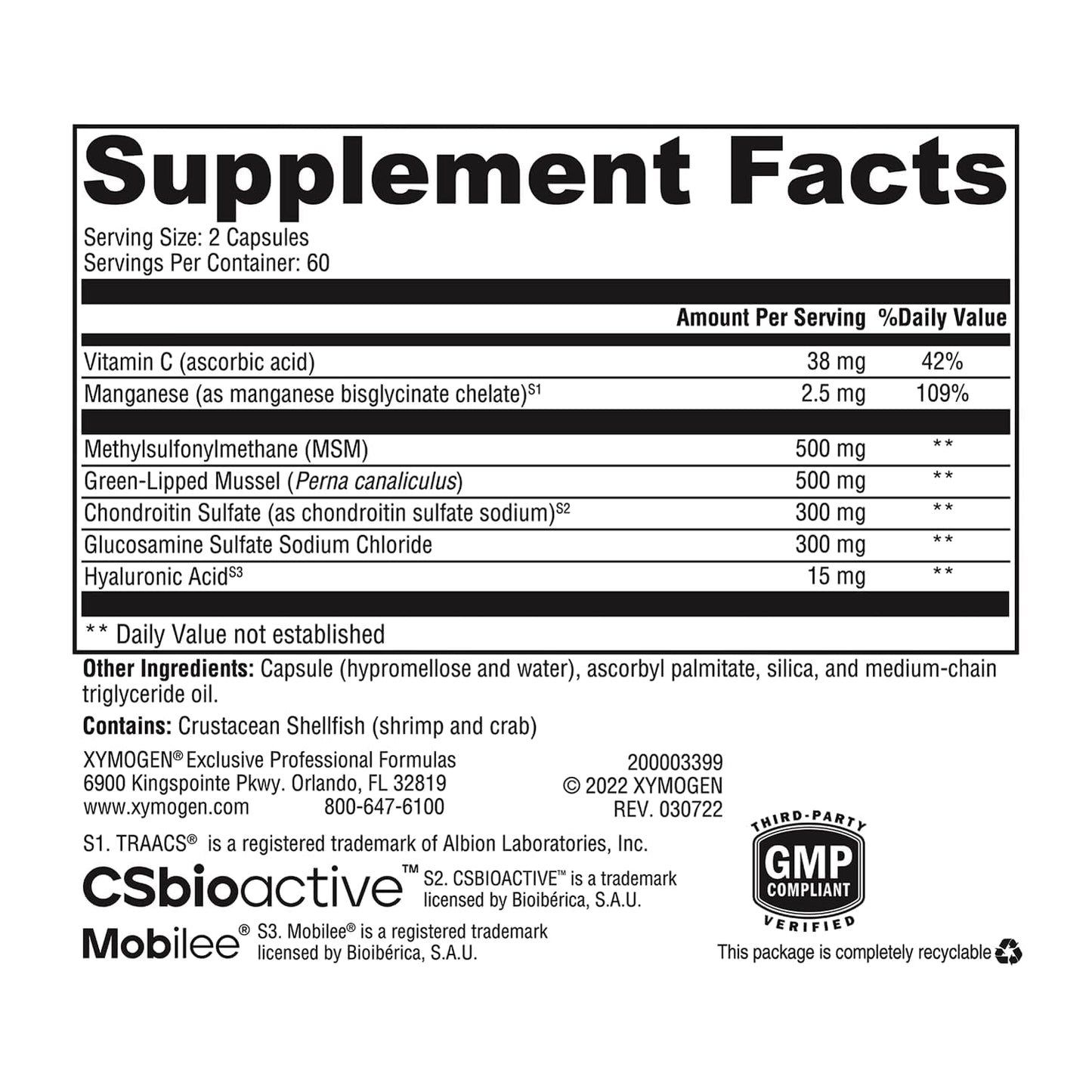 XYMOGEN SynovX DJD - Joint Support Supplement Capsule, 120 Count
