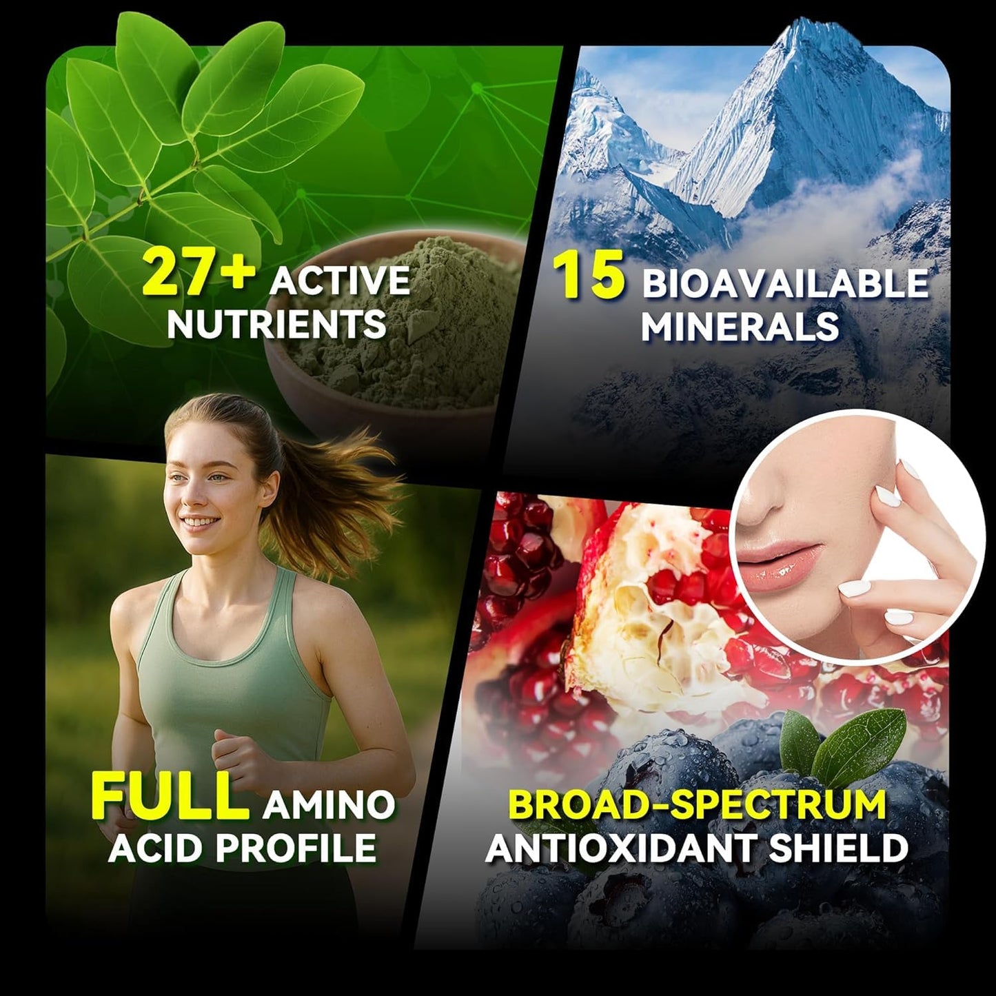 I LOVE HEALTH Moringa Capsules 1000mg – High Potency 10:1 Leaf Extract – Energy, Sleep, Immune & Gut Health Support – Vegan, Non-GMO, 60 Capsules