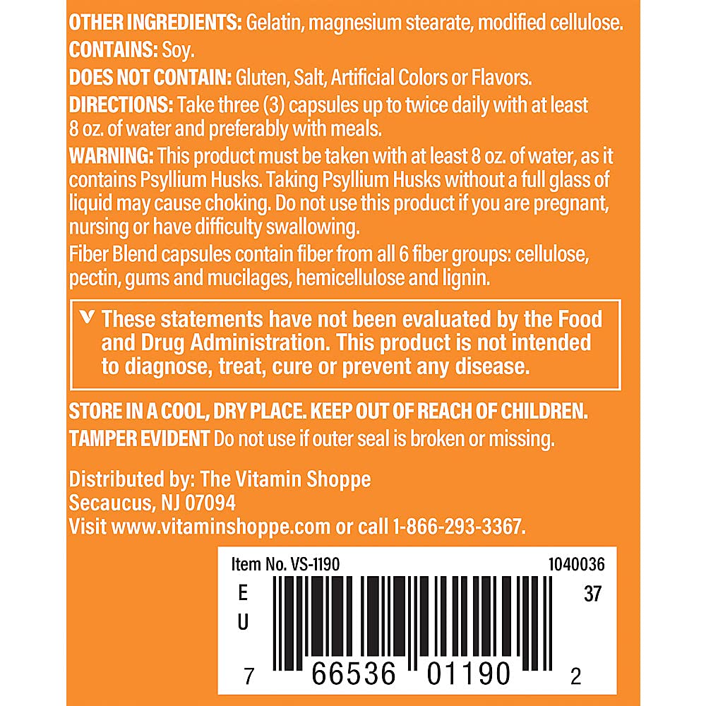 The Vitamin Shoppe Fiber Blend Capsules, 100 Count