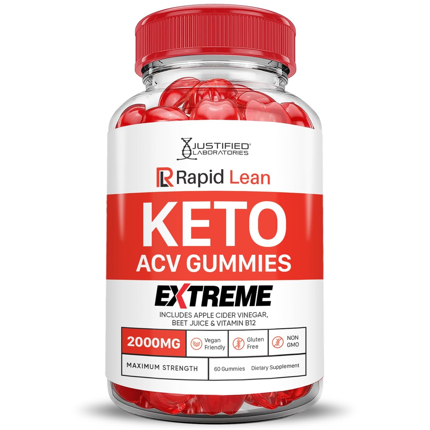 Justified Laboratories Rapid Lean Keto ACV Gummies Extreme (2000 mg) - 180 Gummies