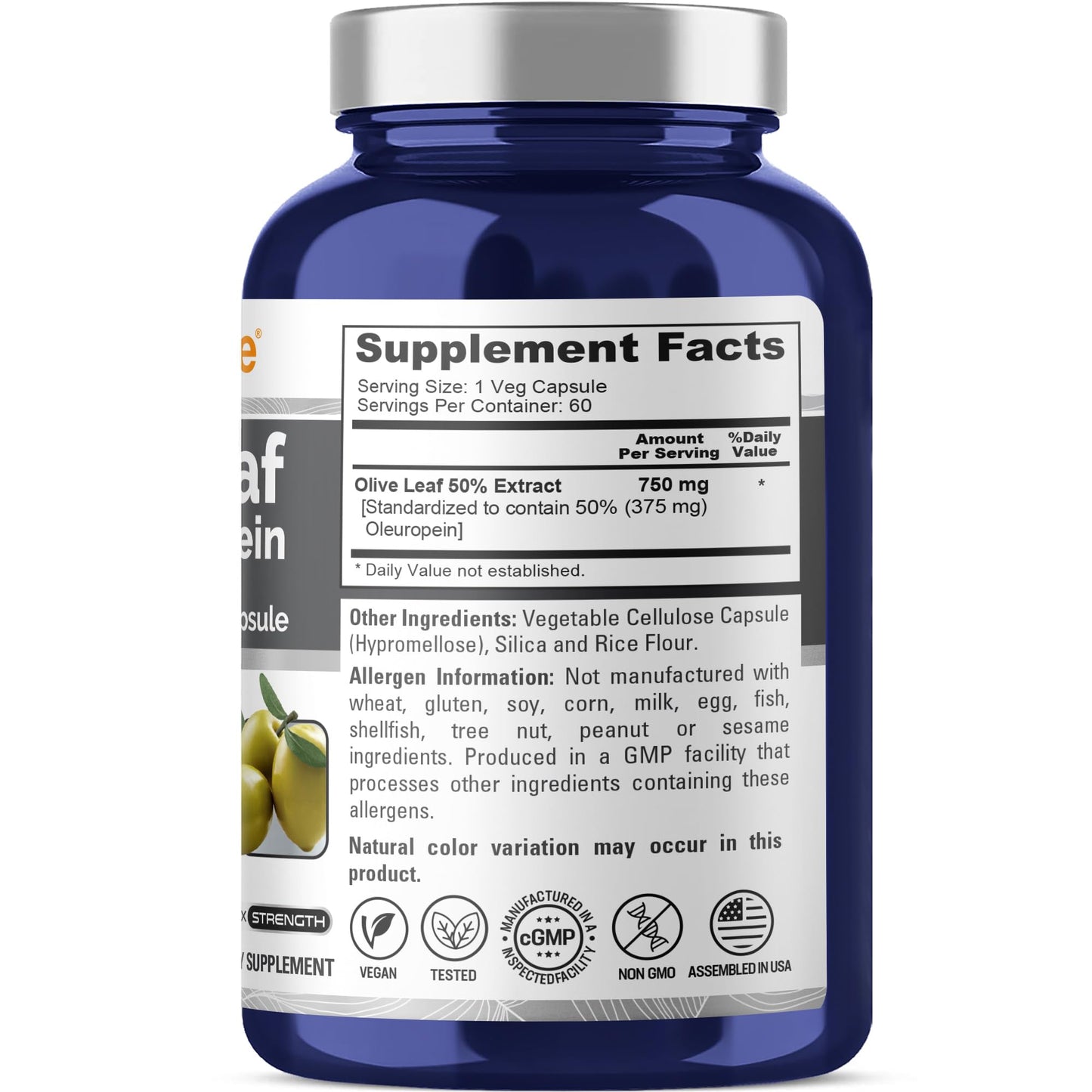 NusaPure Olive Leaf Extract Capsule 750mg, 60 Capsules