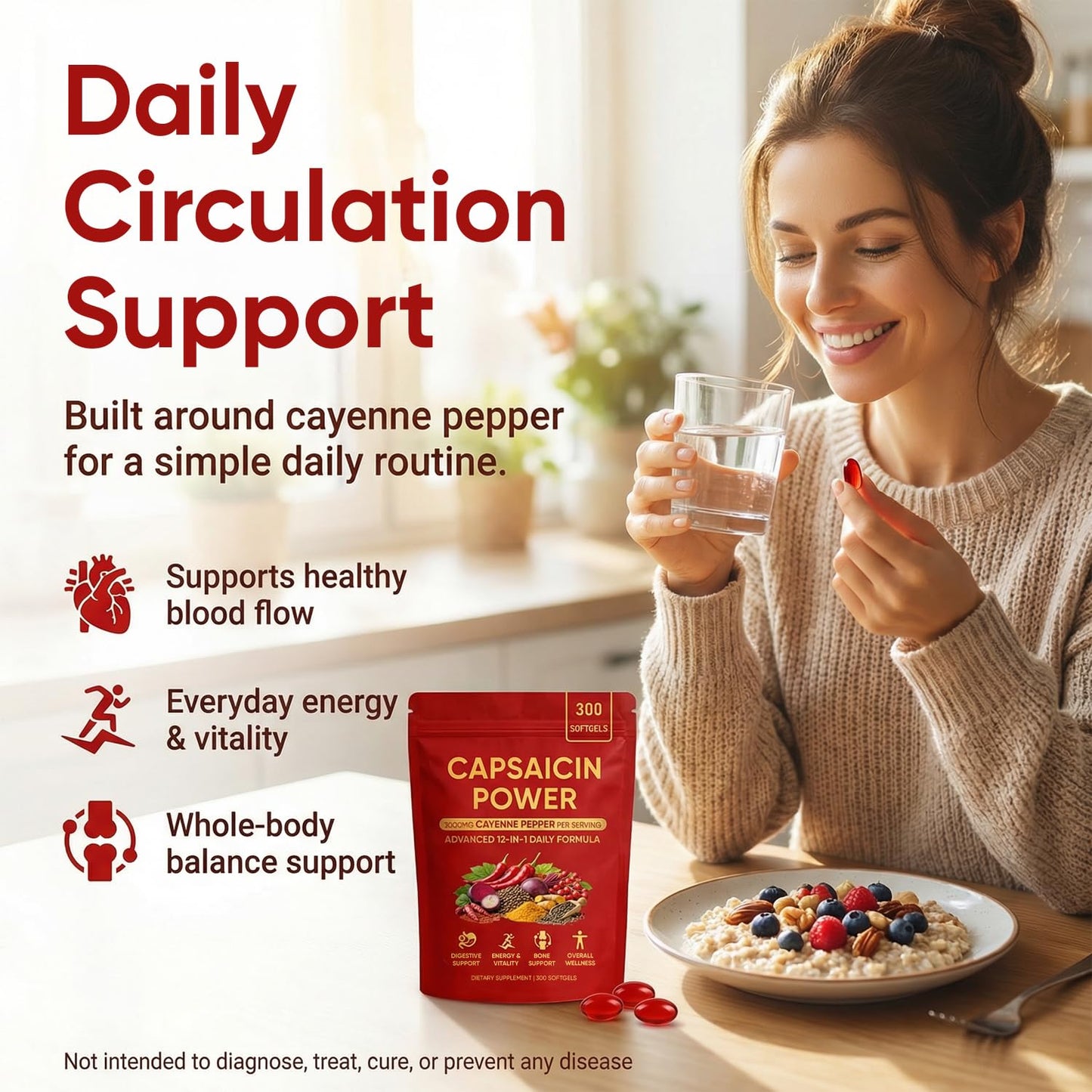 Peehss Capsaicin Power Cayenne Pepper Softgels with Vitamin E, D3 & K2, Grape Seed, Beetroot & Turmeric Extract, 300 Softgels