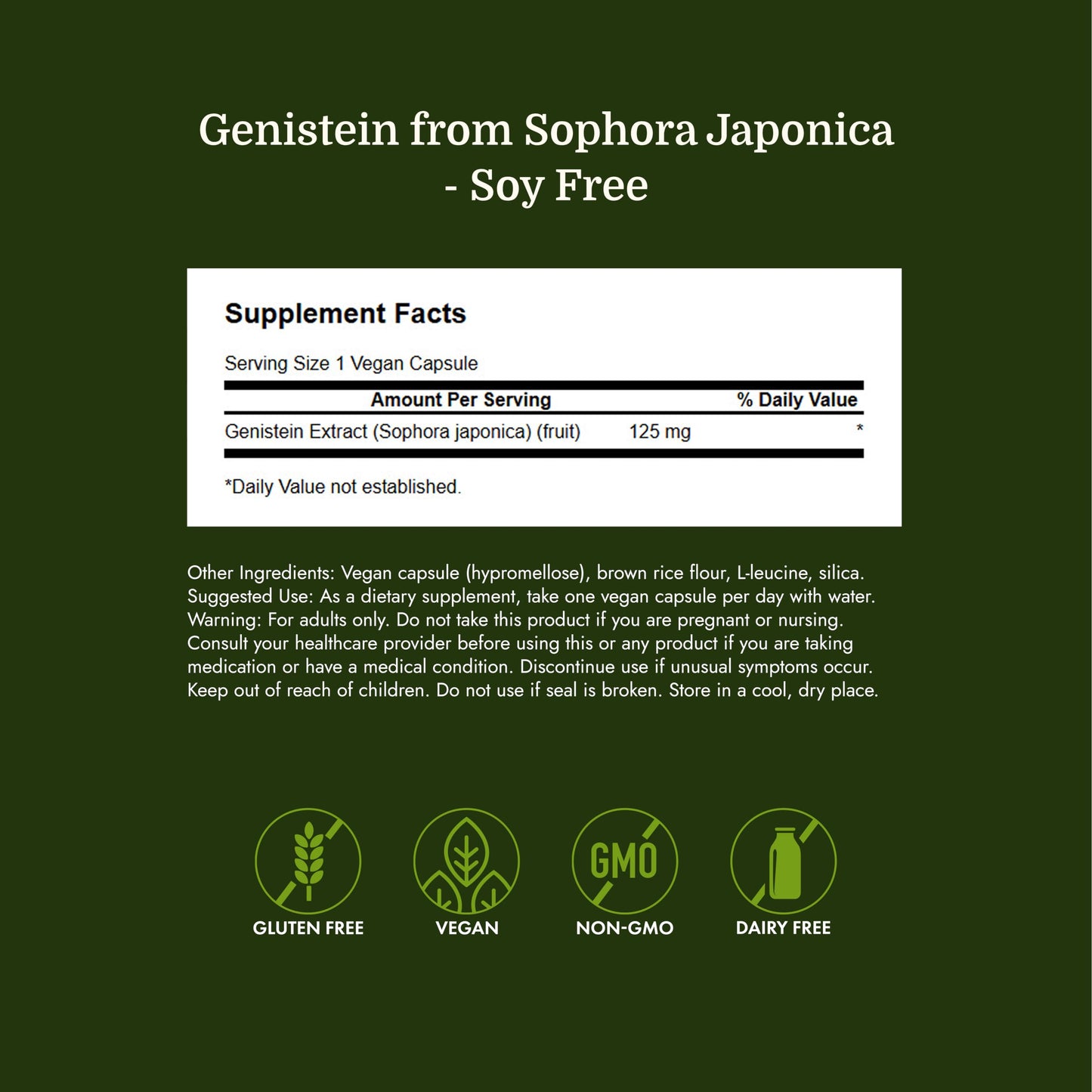 Swanson Genistein Soy-Free Plant-Based Supplement for Women, 125 mg, 60 Capsules