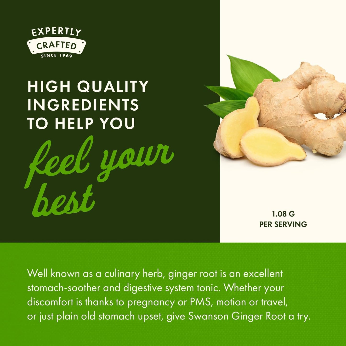 Swanson Premium Brand Ginger Root 540 Milligrams Capsules 100