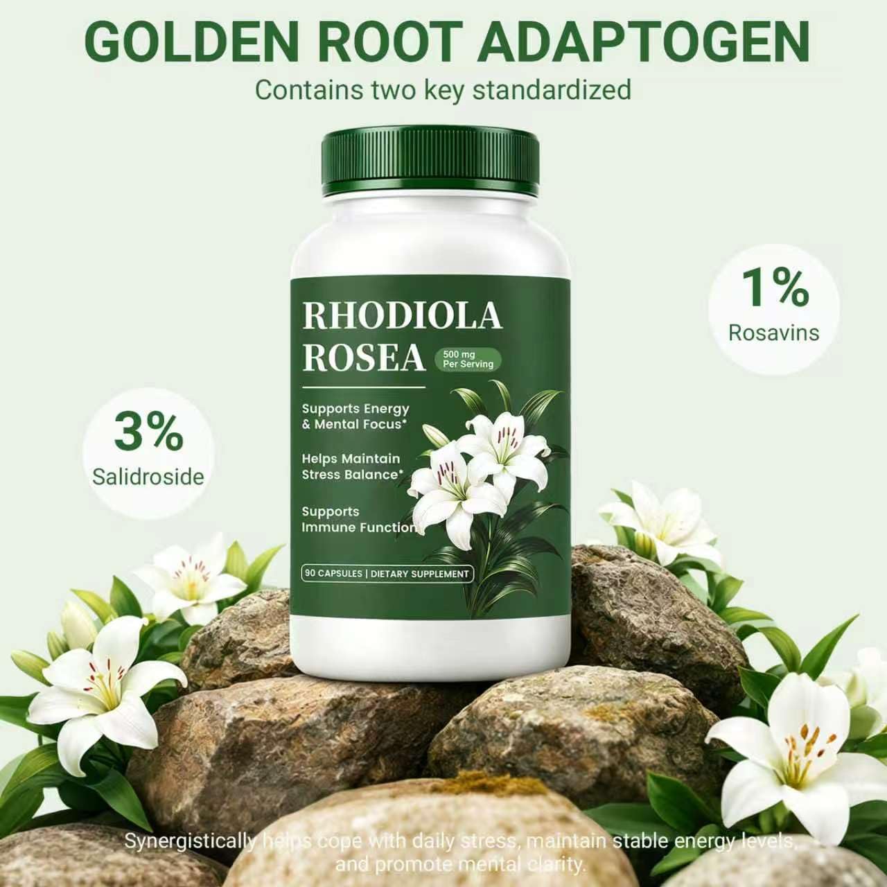 NADiminish Rhodiola Rosea Supplement Capsules 90 Count
