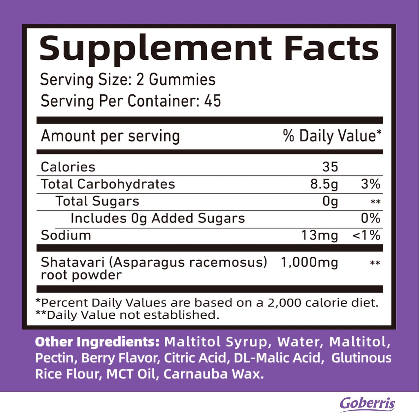 Goberris Shatavari Gummies for Women Gummy 90 Count
