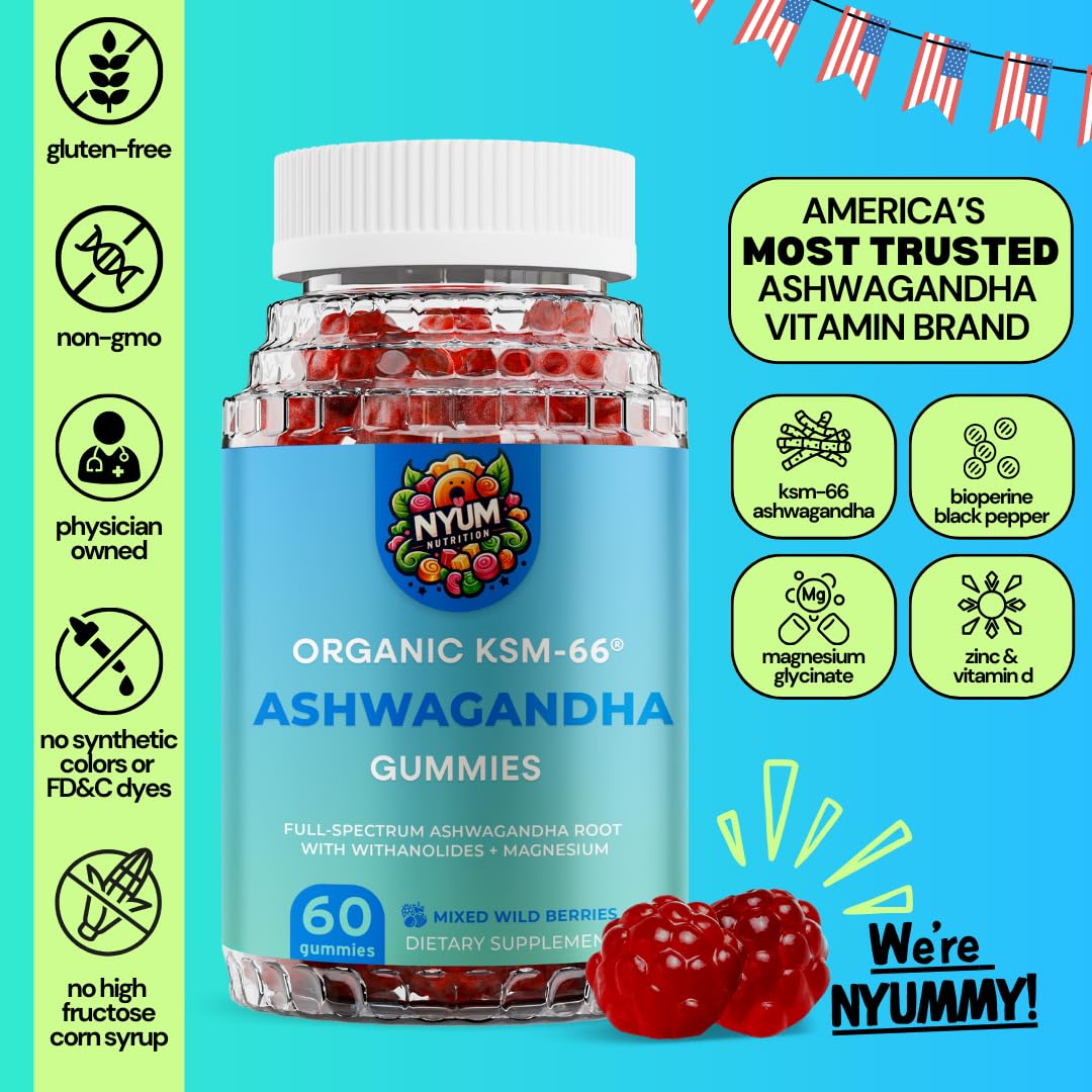 Generic Nyum Nutrition Organic KSM-66 Ashwagandha Gummies 60 Count