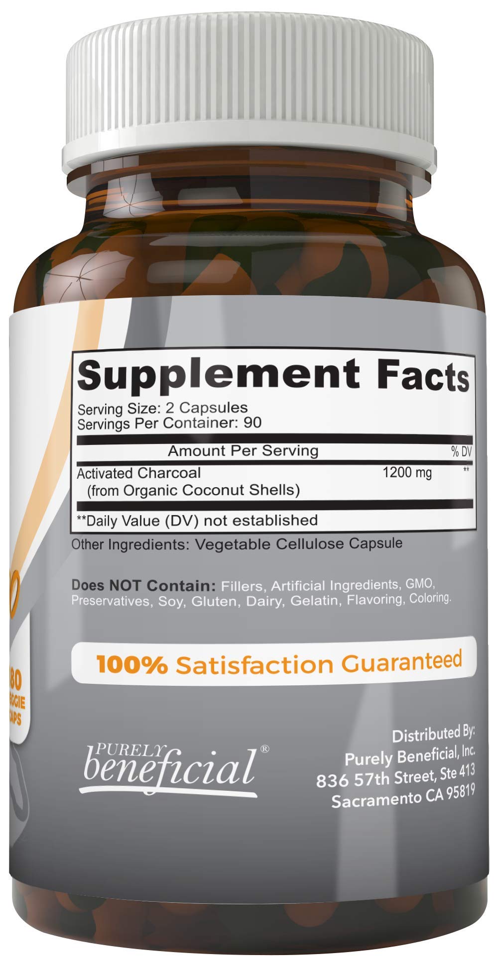 PURELY beneficial Activated Coconut Charcoal Capsule 180 Capsules