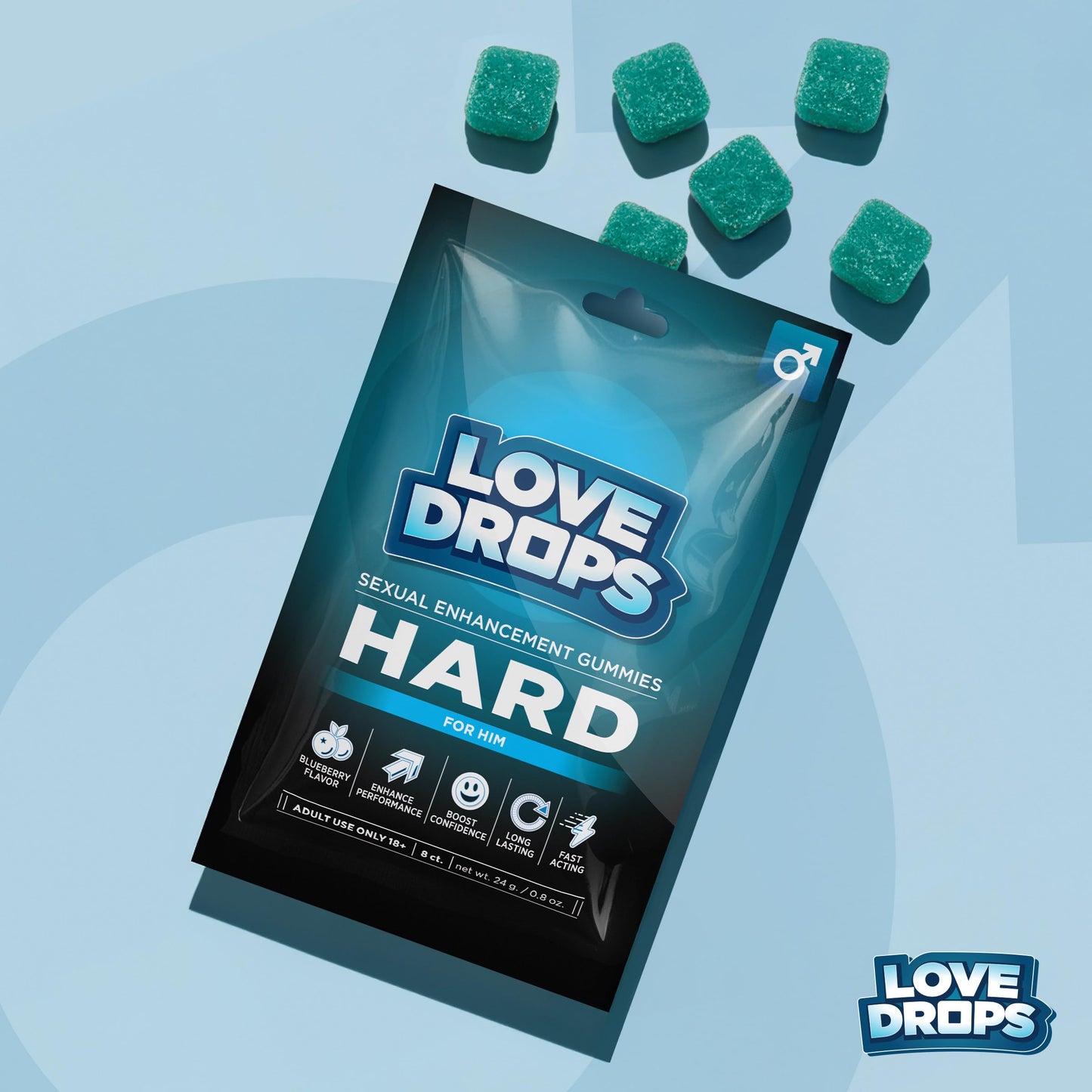 Lovedrops Sexual Enhancement Gummies for Him - Hard, 8 Gummies