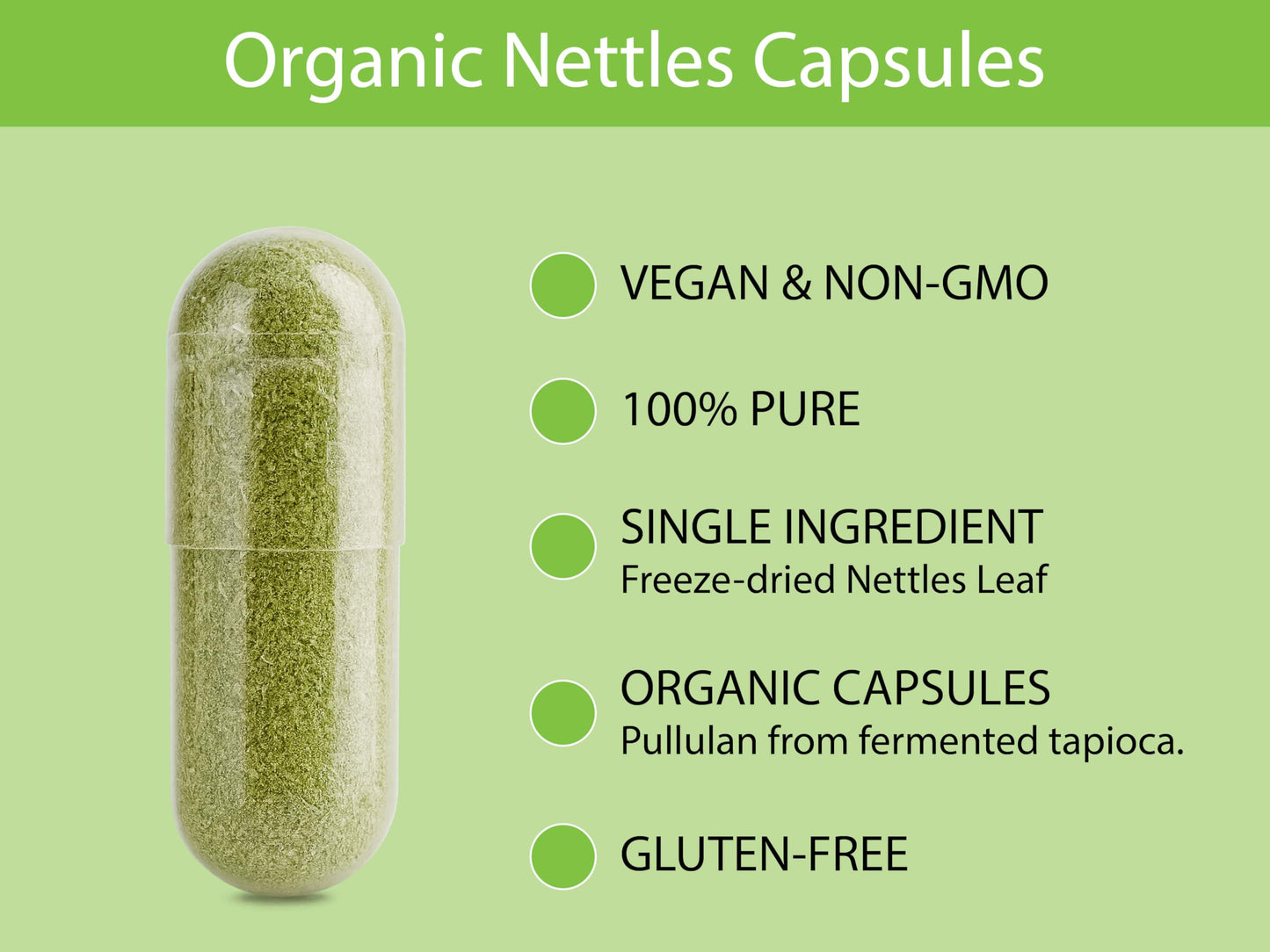 KOYAH Organic Stinging Nettle Leaf Capsules – Freeze-Dried Whole Leaf – 300 mg per Capsule – Upper Respiratory Support & Immune Support – 60 Capsules