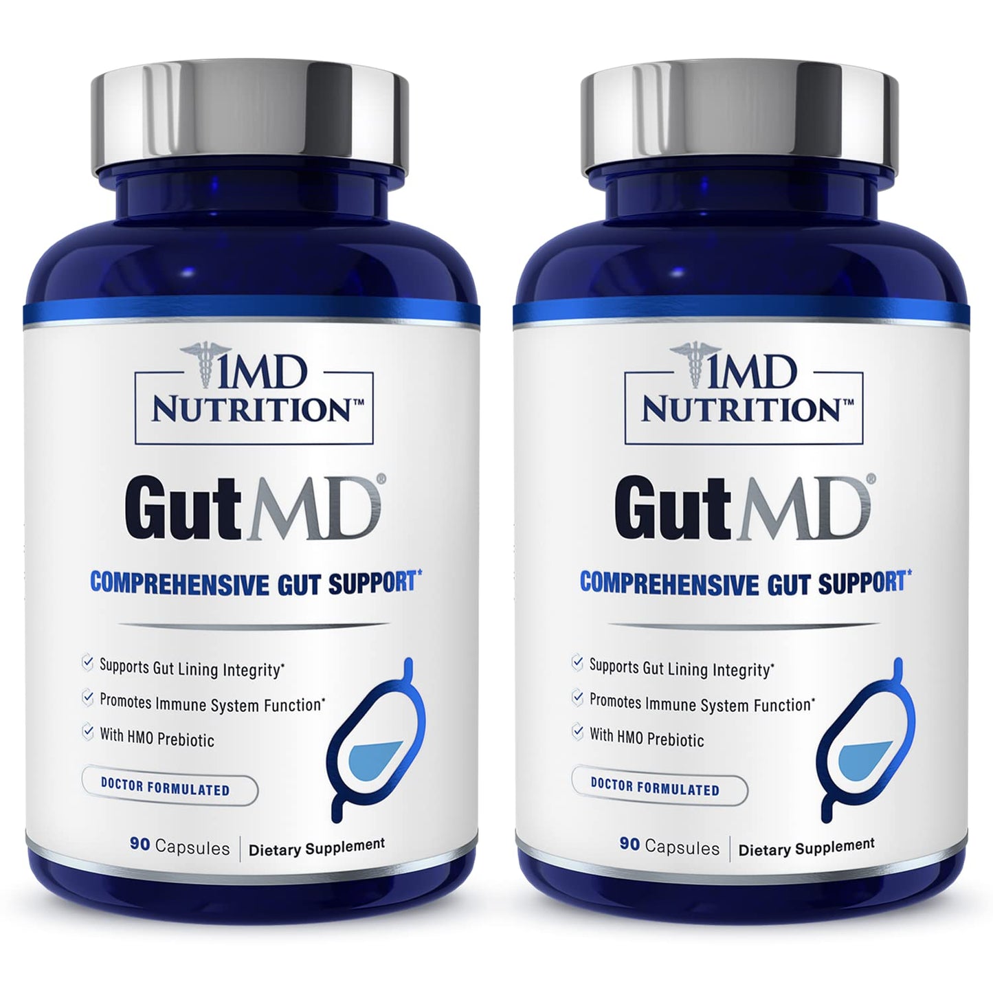 1MD Nutrition GutMD L-Glutamine and Prebiotic for Gut Integrity | Promote Digestive Tract Health, 180 Capsules