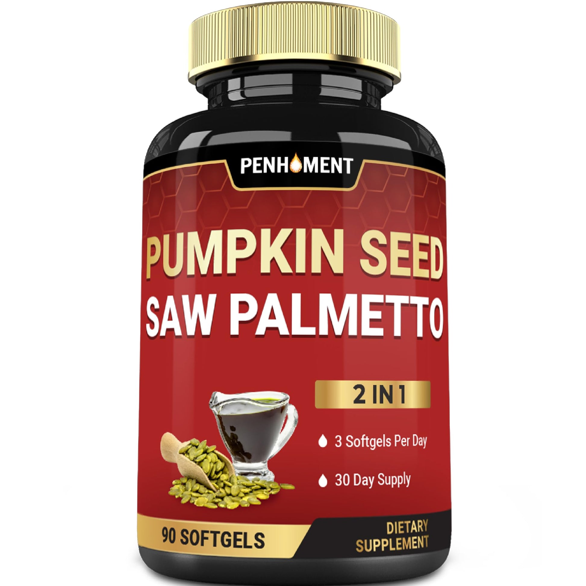 Penhoment 3150mg Pumpkin Seed Oil with Saw Palmetto Softgels 90
