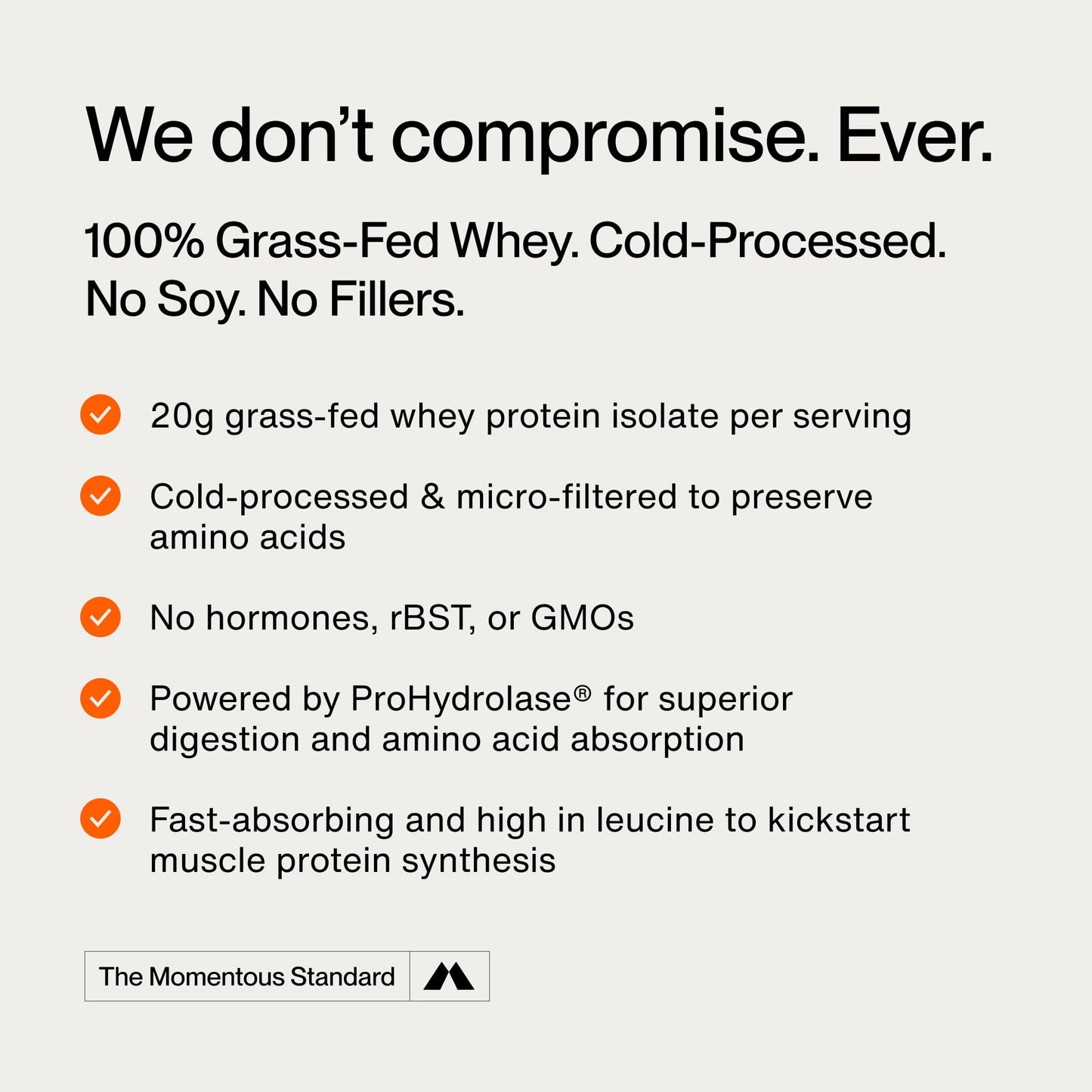 Momentous Essential Grass-Fed Whey Protein Powder 25 Servings