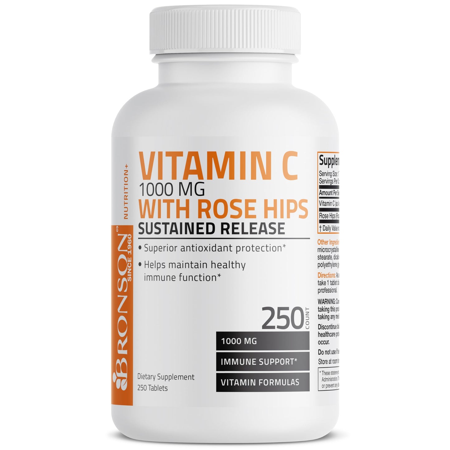 Bronson Vitamin C 1000 mg with Rose Hips Sustained Release Tablets, 250 Count