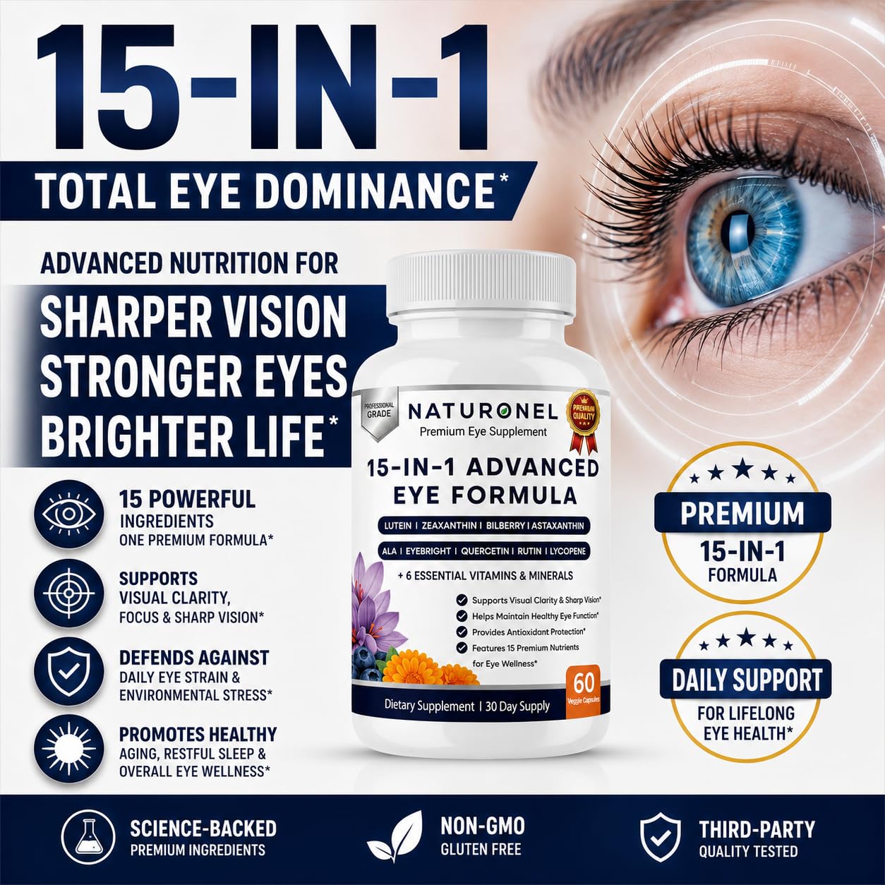 Naturonel 15-in-1 Advanced Eye Formula Capsule, 60 Capsules