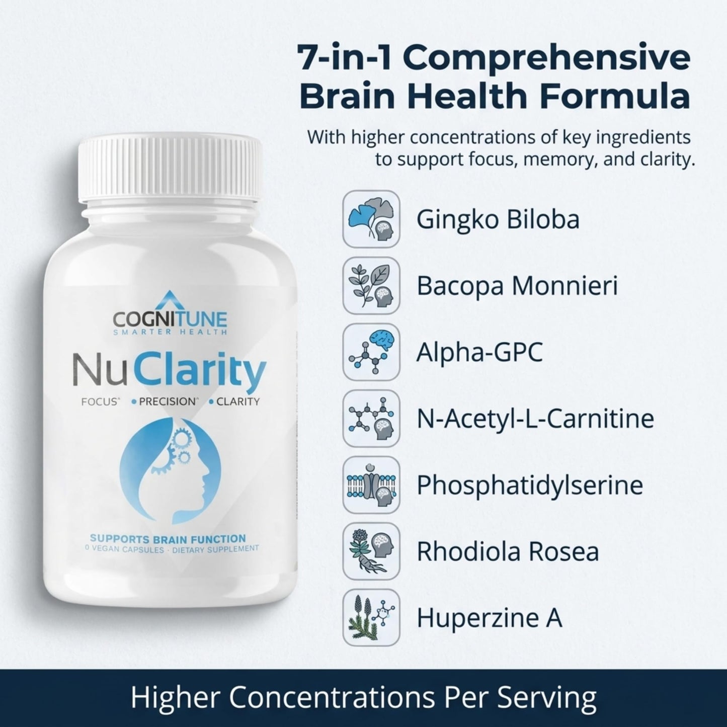 CogniTune NuClarity Brain Supplement for Memory and Focus, 60 Capsules