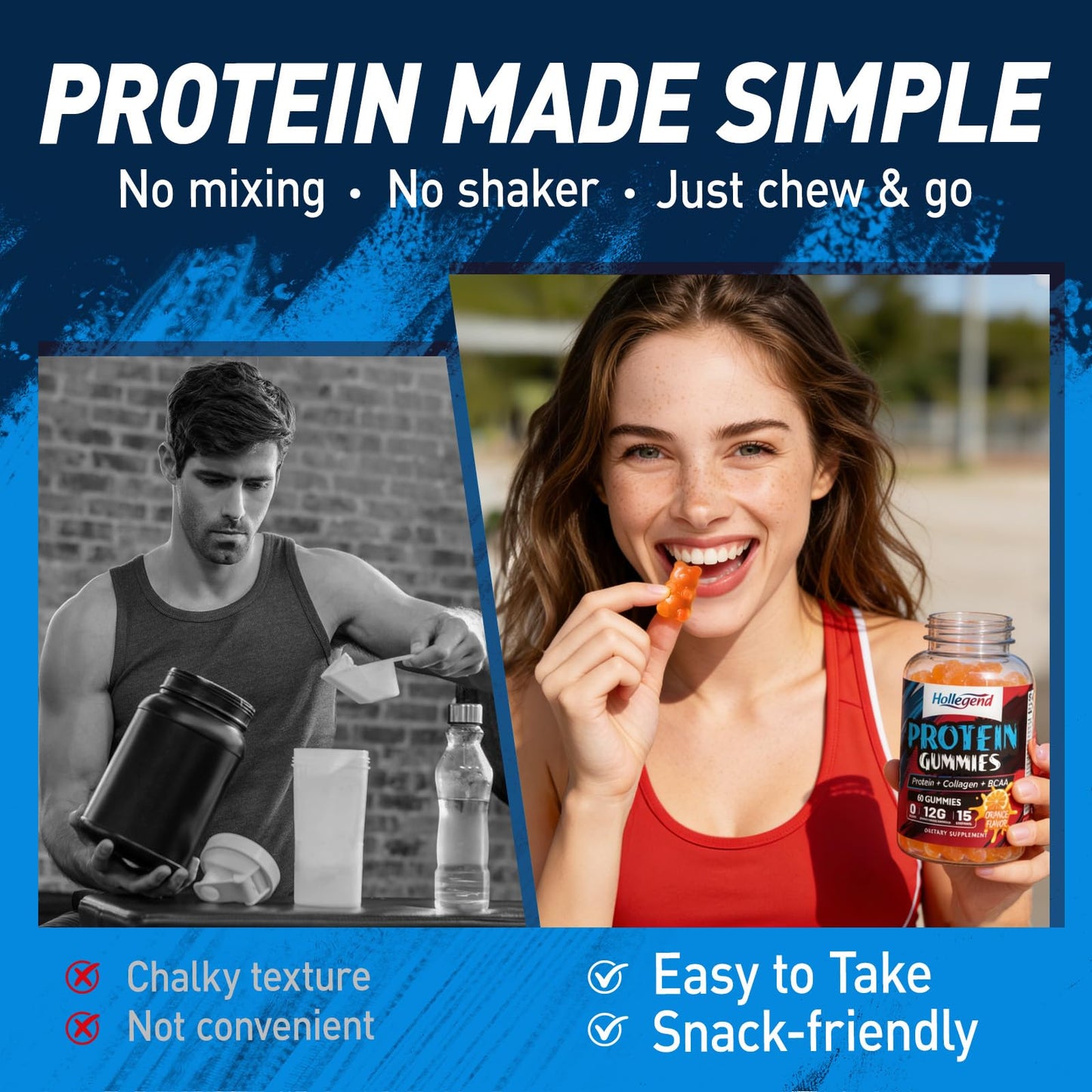 HOLLEGEND Whey Protein Gummies 14.4 oz (Pack of 2)