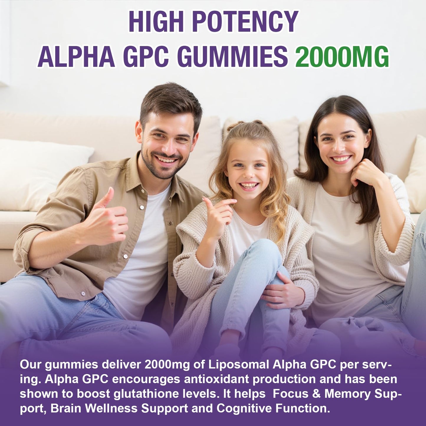 Nelishine Liposomal Alpha GPC 2000mg & Citicoline Gummies Complex, 20-in-1 Blend for Focus, Memory & Cognitive Support, 60 Gummies