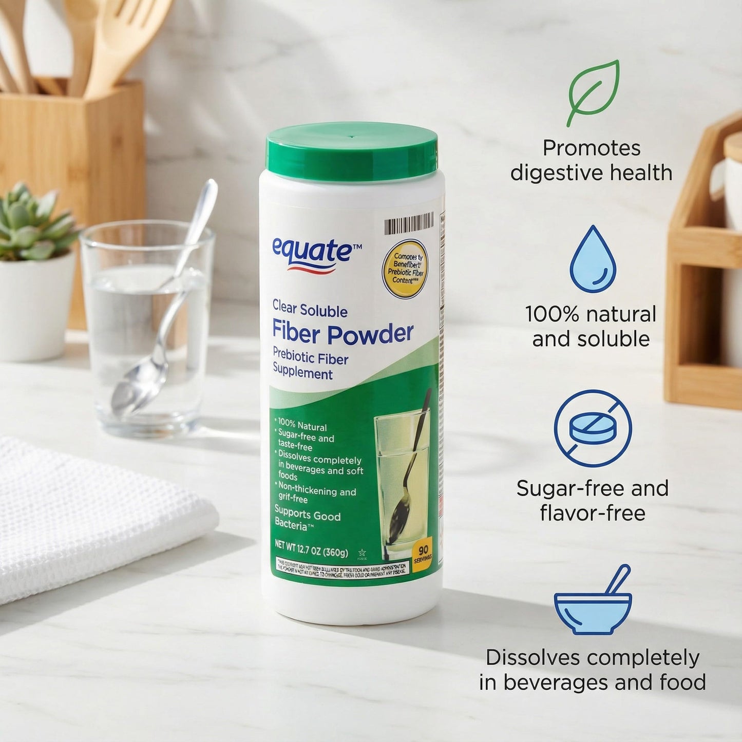 Generic Clear Soluble Fiber Powder, Prebiotic Formula, Unflavored, Sugar Free, Easy Mix Daily, 12.7 oz