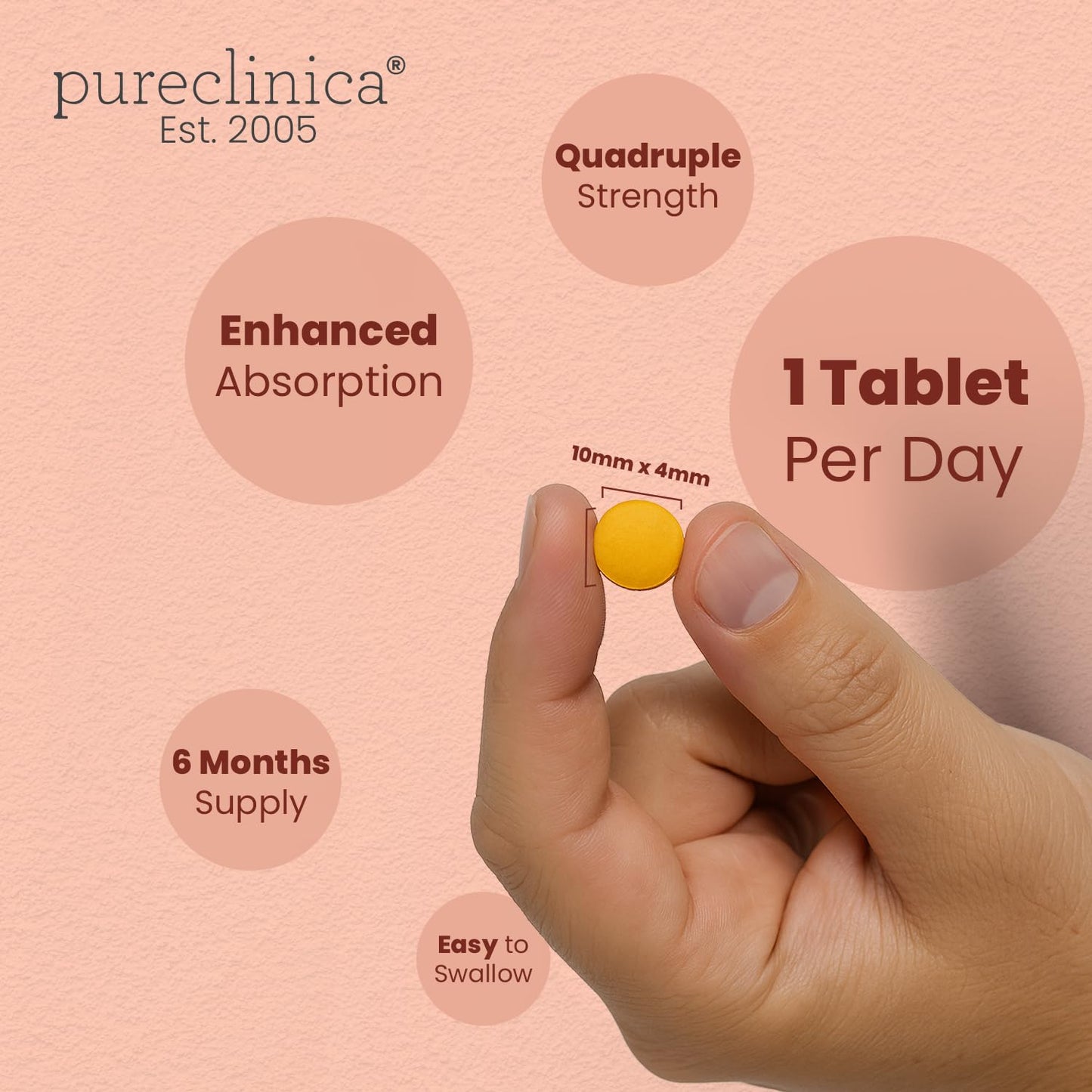 PureClinica 1100mg Turmeric and Curcumin Tablets, 180 Count