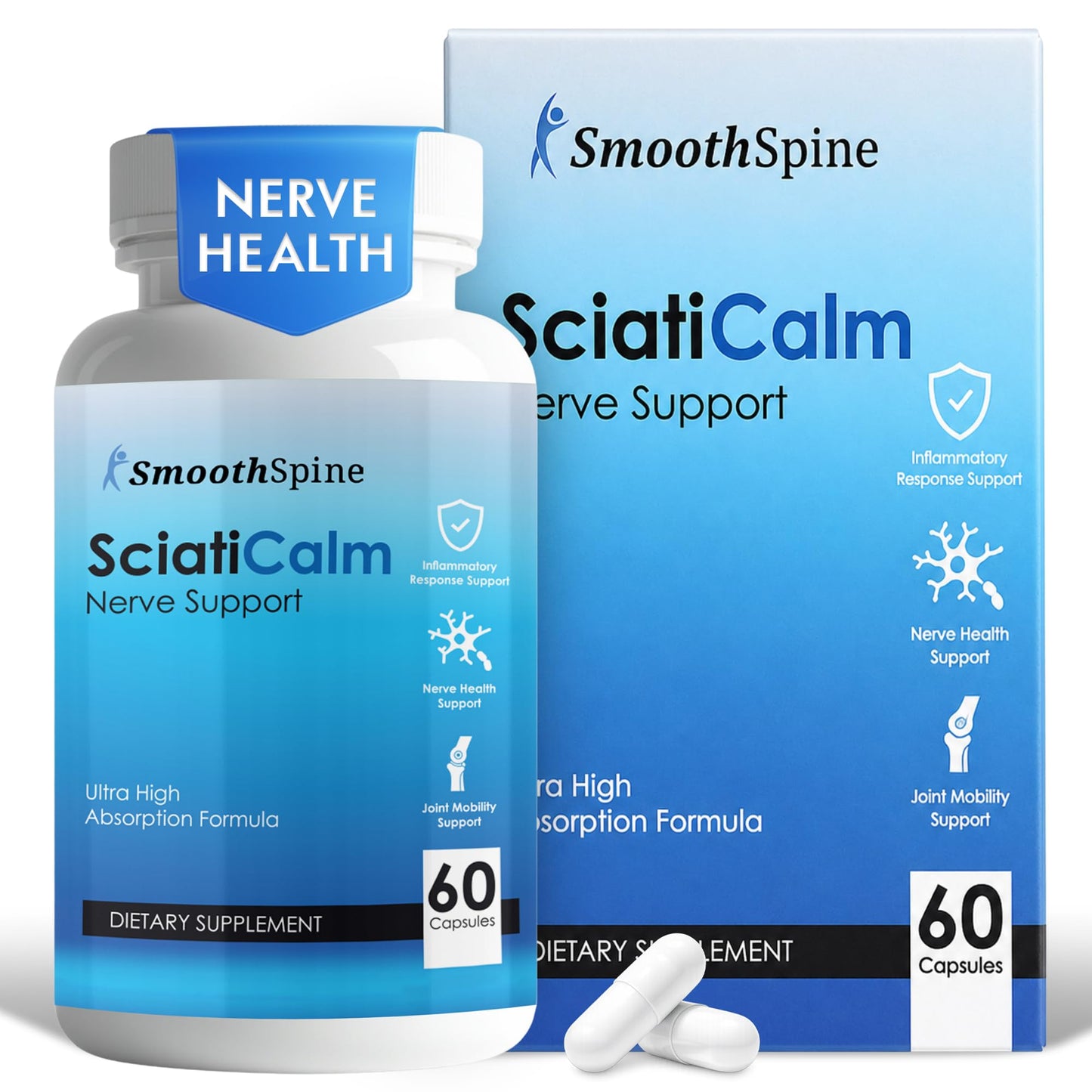 SmoothSpine SciatiCalm Dietary Supplement Nerve Support Formula Daily Capsule 60 Count
