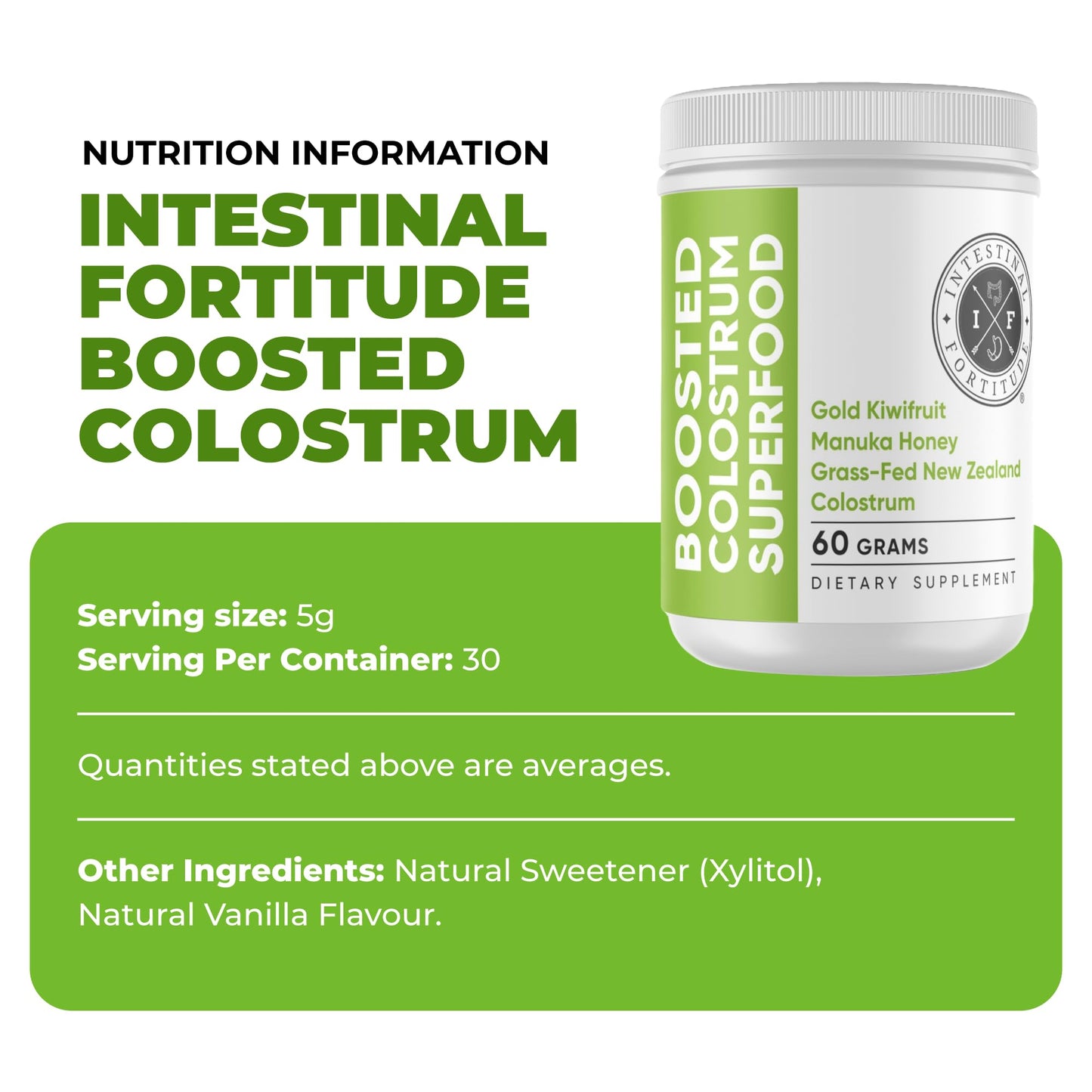 Intestinal Fortitude Boosted Colostrum Superfood Dietary Supplement Powder 2.12 oz