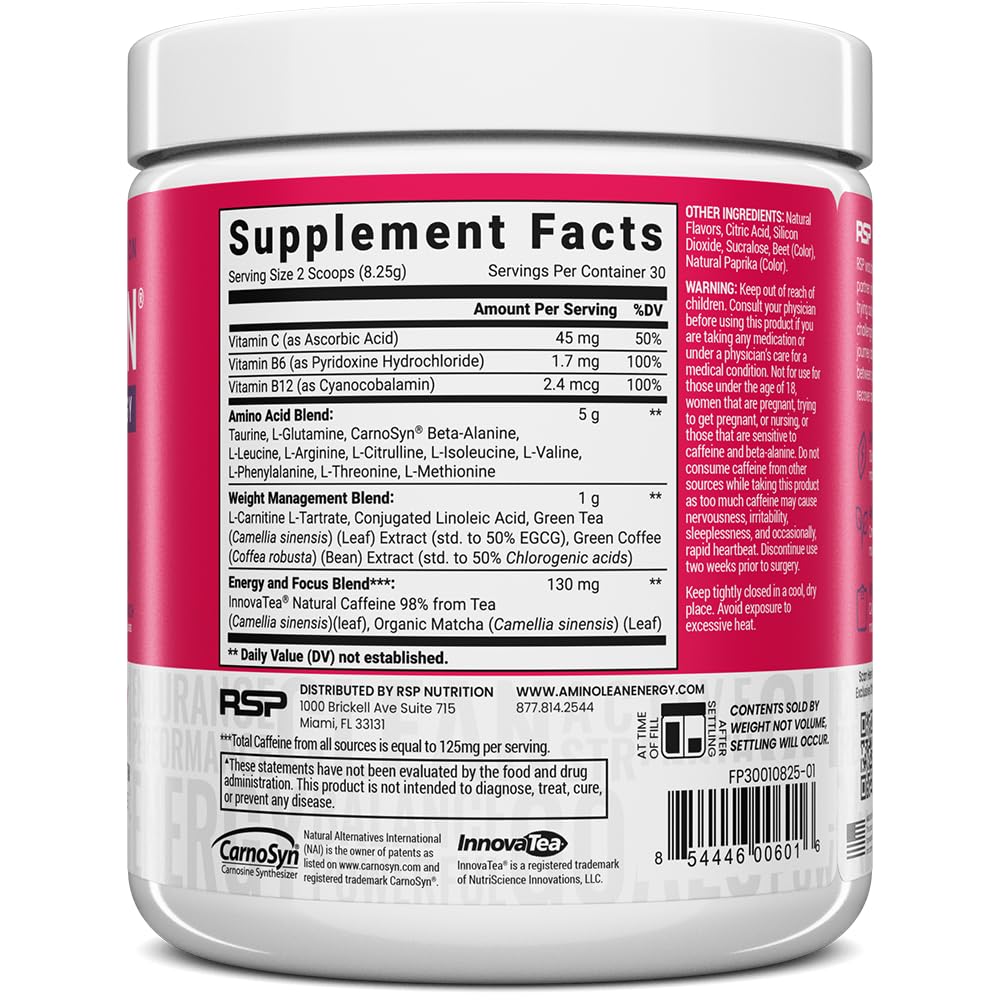 RSP NUTRITION AminoLean Pre Workout Powder 30 Servings