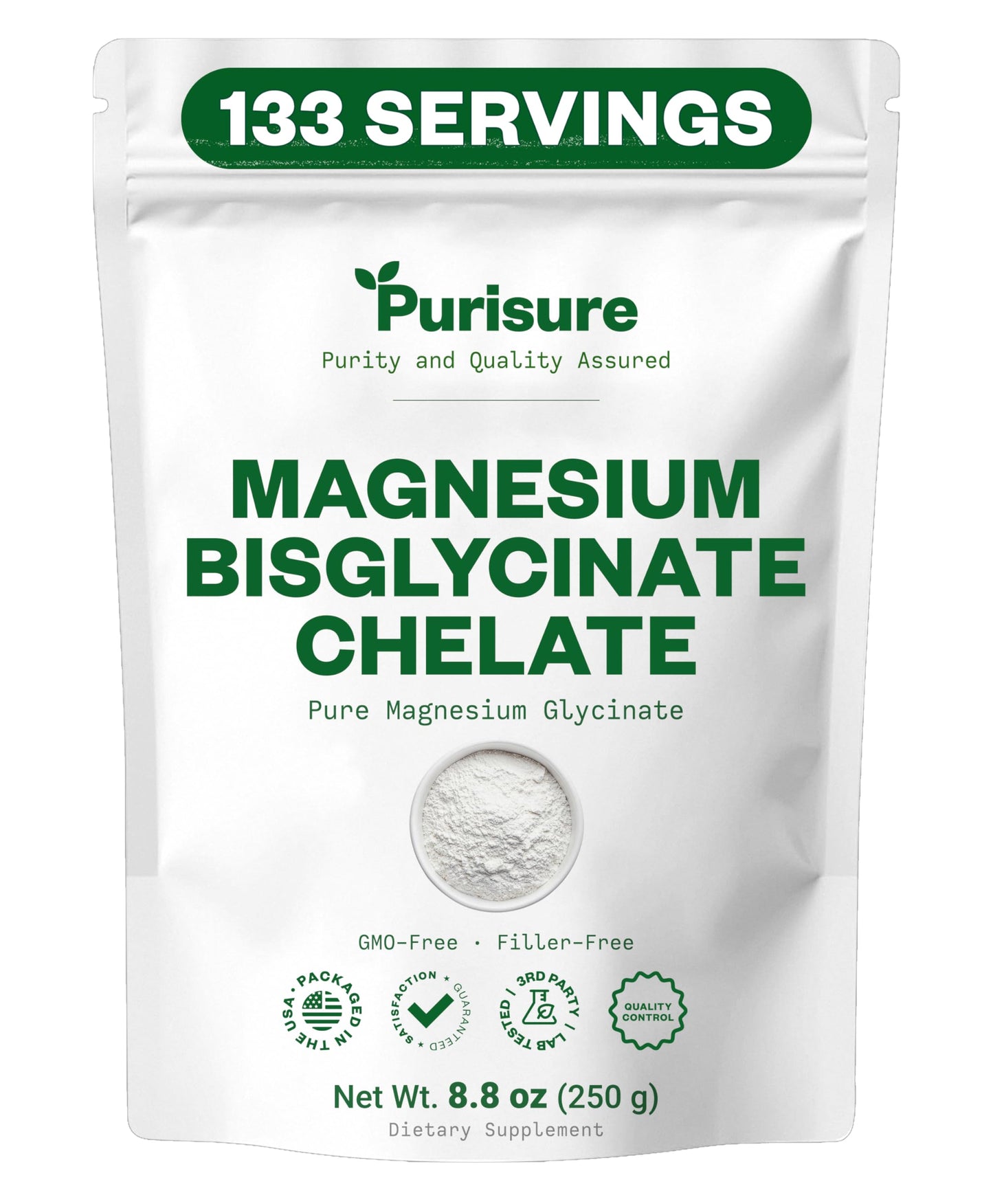 Purusire Magnesium Bisglycinate Chelate Powder, 8.82 oz