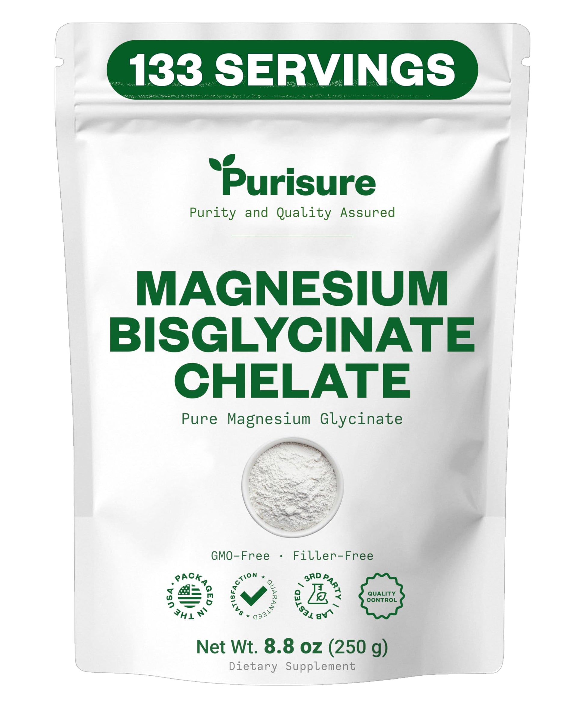 Purusire Magnesium Bisglycinate Chelate Powder, 8.82 oz