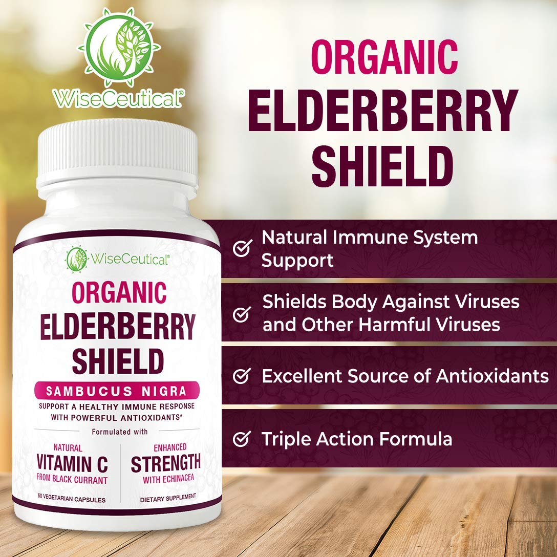 Wiseceutical Max Absorption Vitamin K2 + D3 & Organic Elderberry with Black Currant and Echinacea Capsules, 60 Count