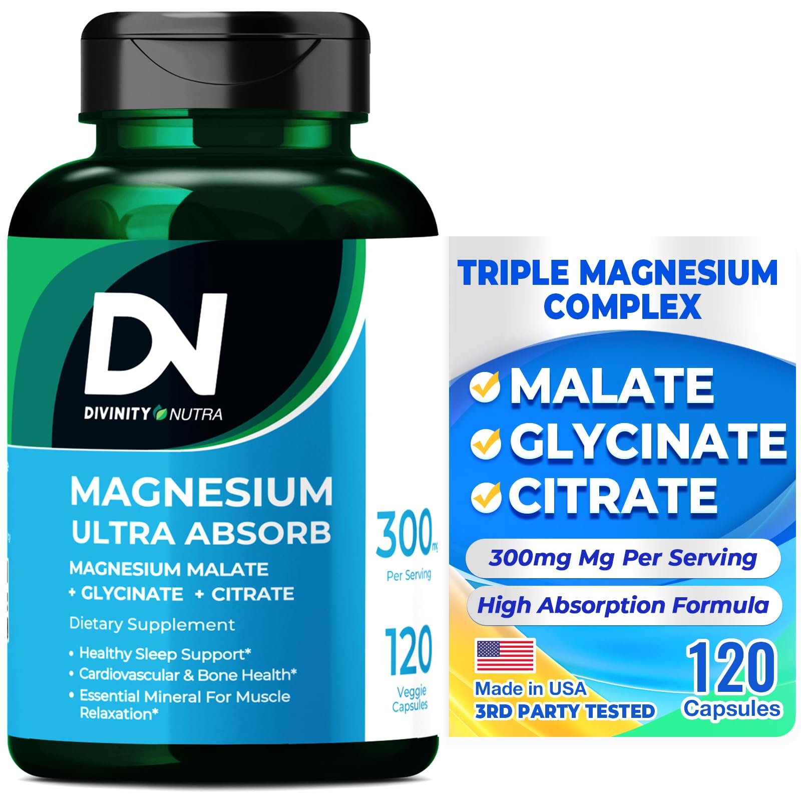Divinity Nutra Triple Magnesium Complex Capsules, 120 Capsules
