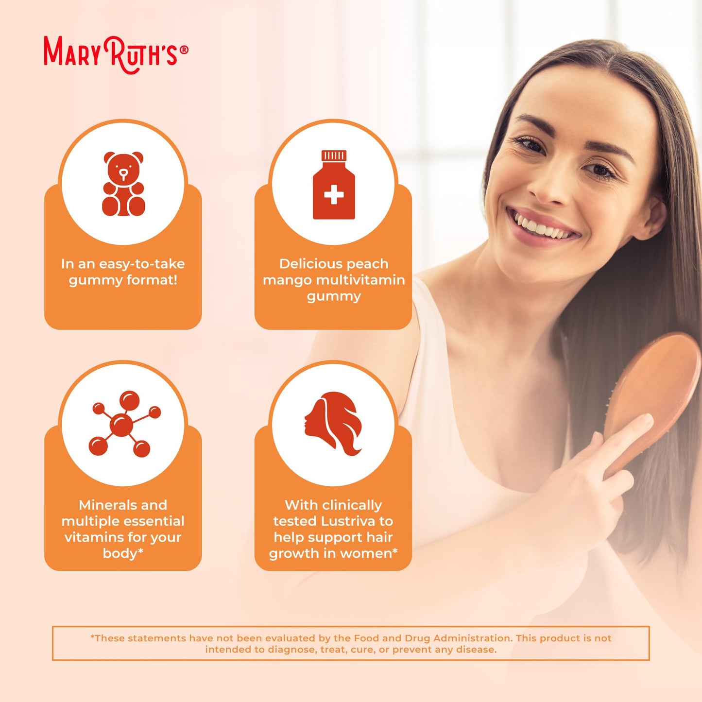 MARYRUTH'S Multivitamin + Hair Growth Gummies 120 Count