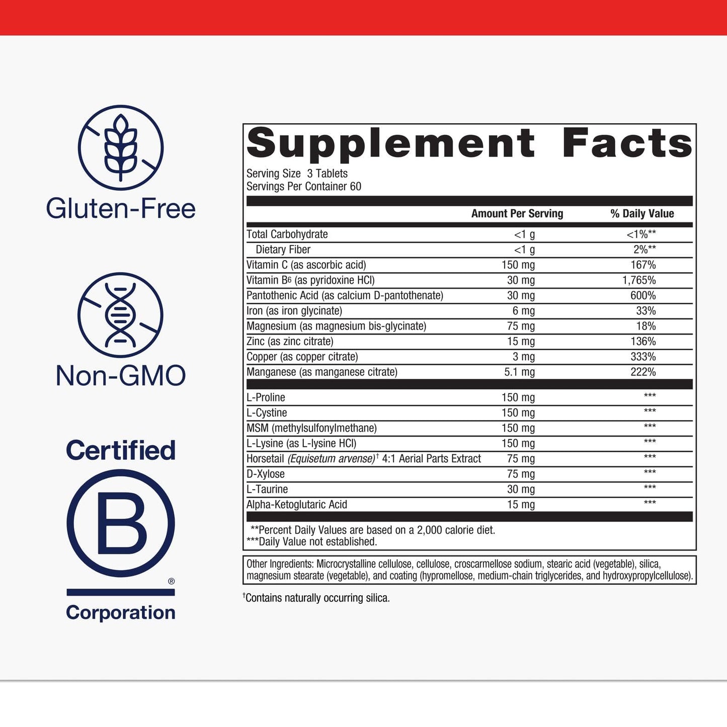 Metagenics Collagenics Collagen-Building Nutrients for Joint, Skin & Connective Tissue Support with L-Proline, L-Lysine, Vitamin C, Manganese & Zinc, Non-GMO, Gluten-Free, 180 Tablets