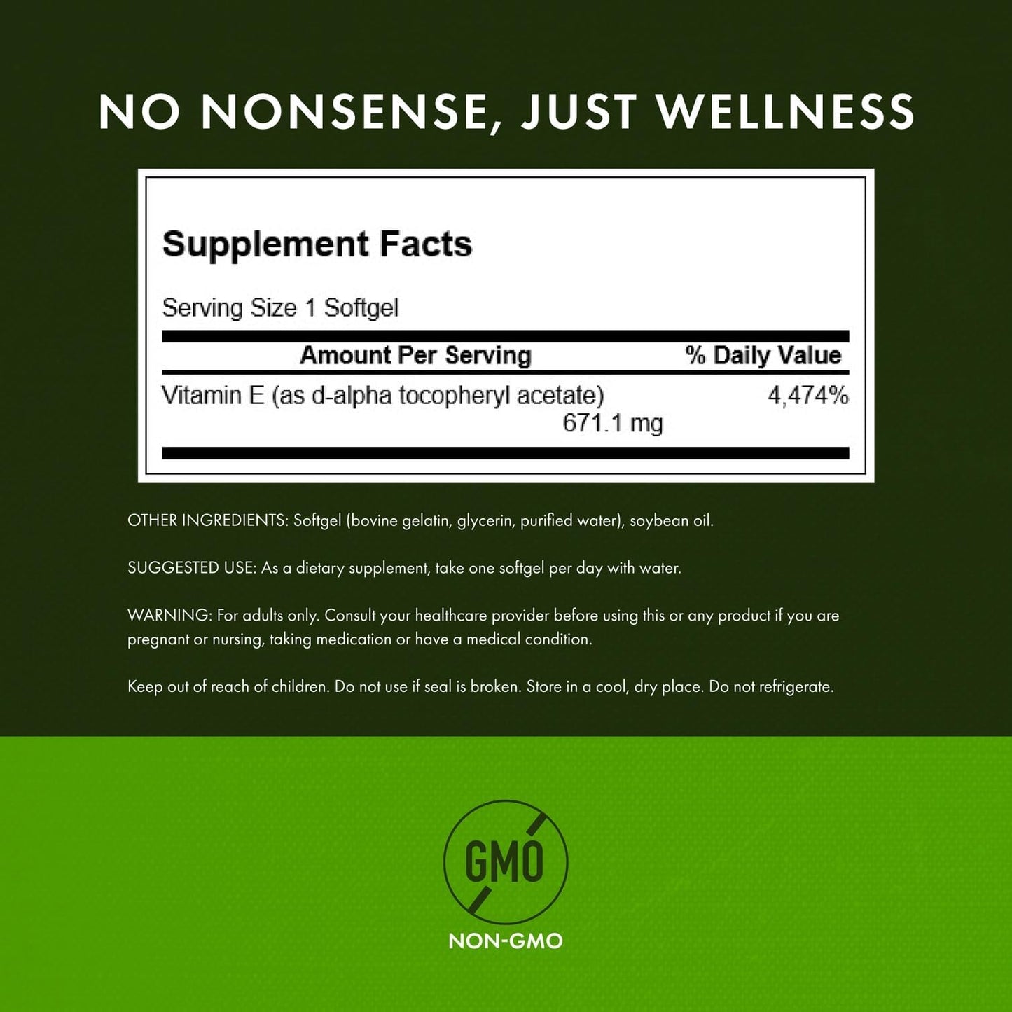 Swanson Vitamin E 1000 IU Softgels, 500 Count
