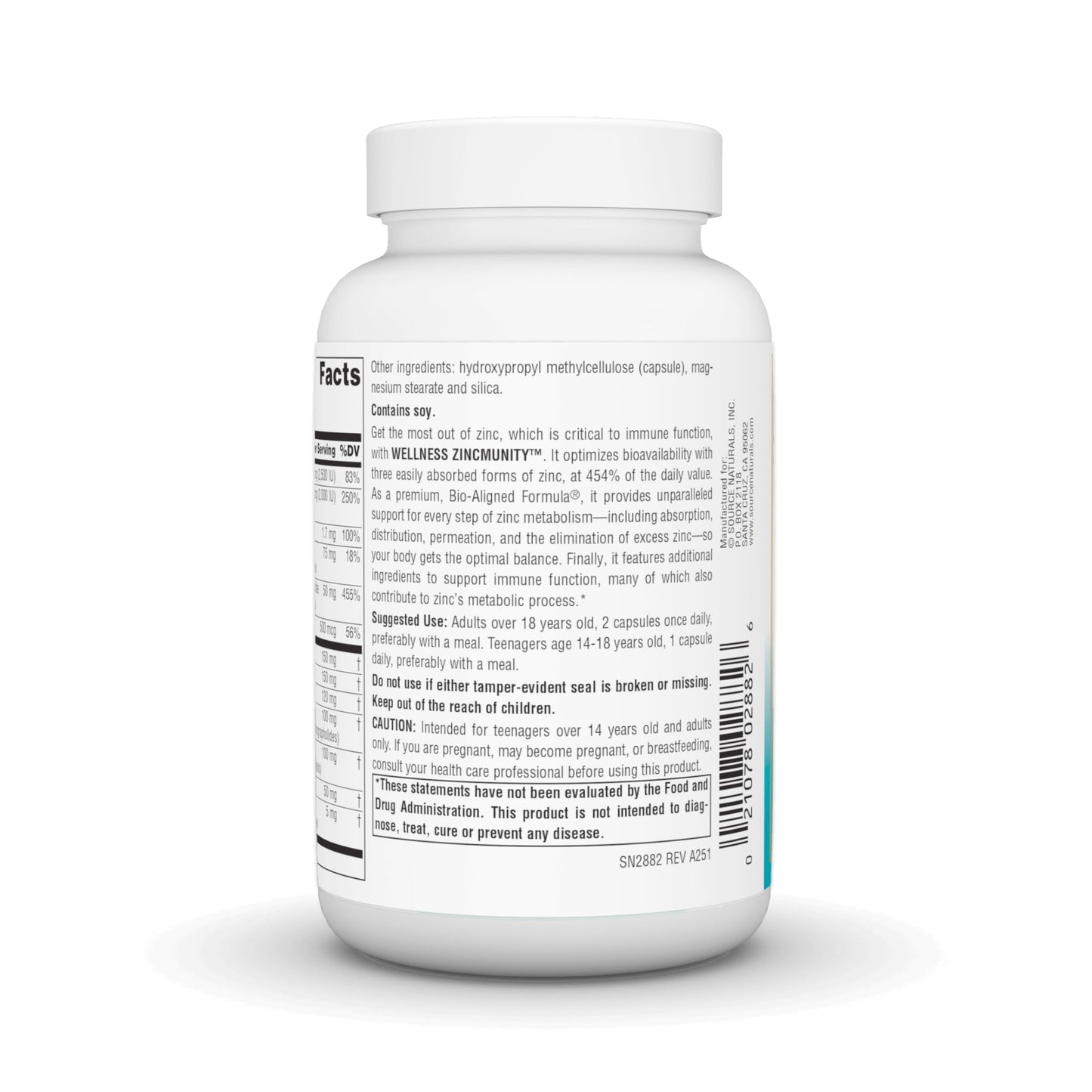 Source Naturals Wellness ZincMunity 50 mg Zinc - 120 Vegetarian Capsules