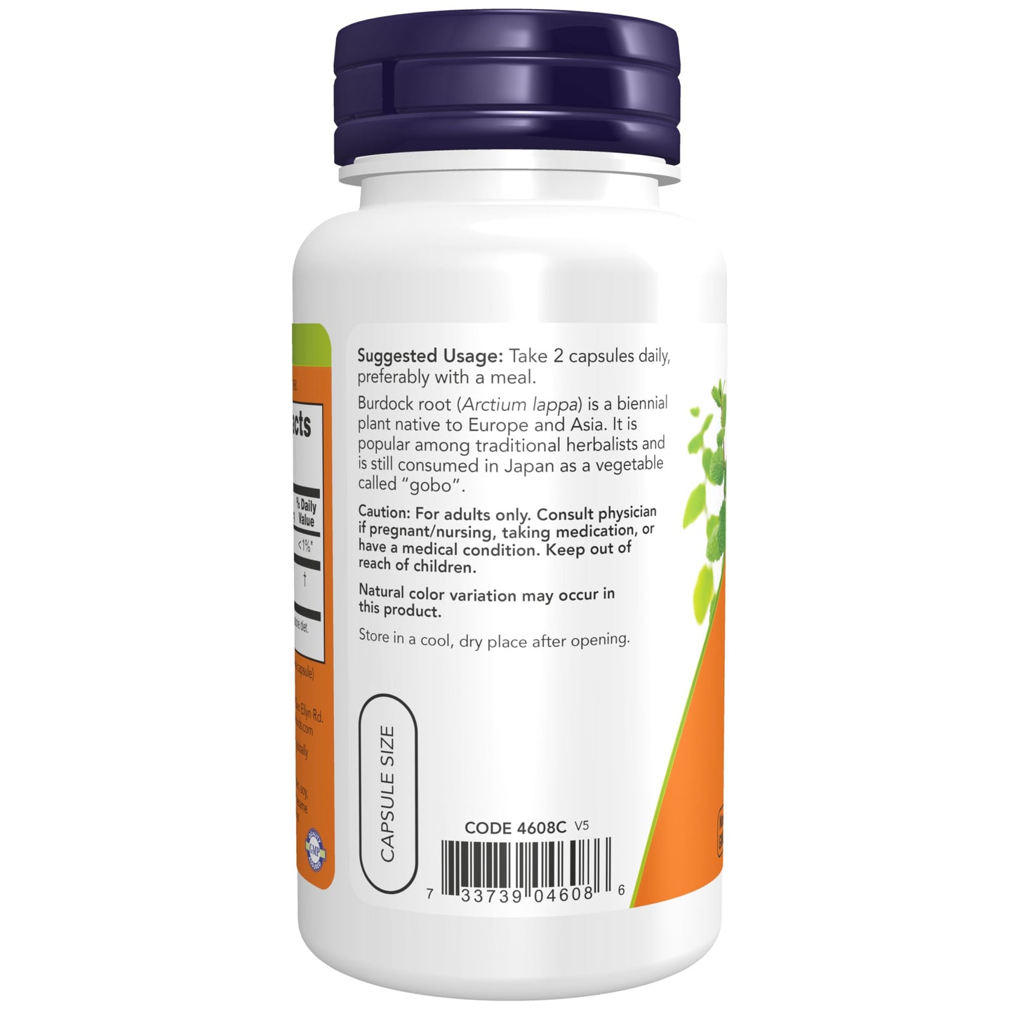 NOW Foods Burdock Root 430 mg Veg Capsules, 100 Count