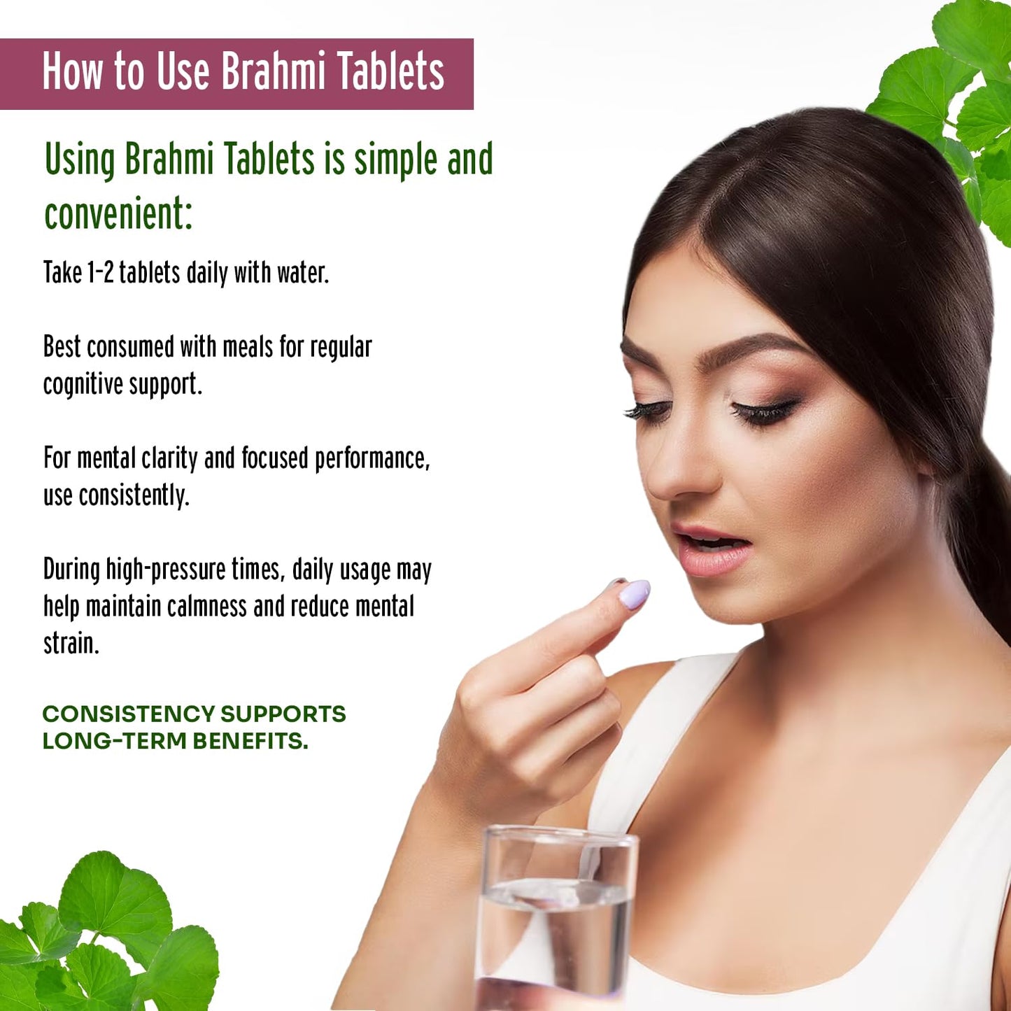 PureAyurbliss 100% Organic Brahmi with Bacopa monnieri Extract, Ayurvedic Cognitive Support for Memory, Focus, and Mental Clarity, 90 Tablets