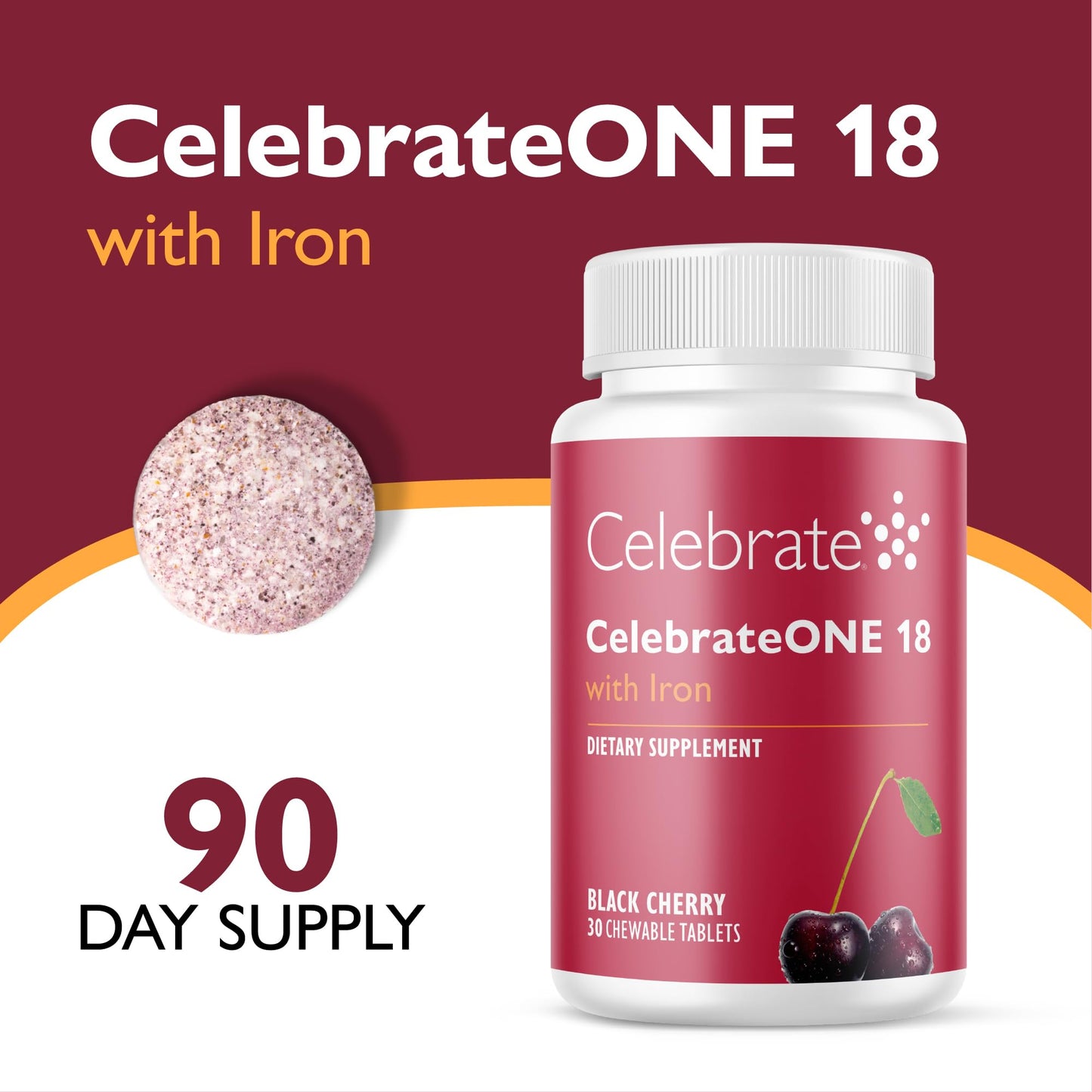 Celebrate Bariatric Supplements CelebrateONE 18 mg Iron Once Daily Bariatric Multivitamin, 90 Tablets
