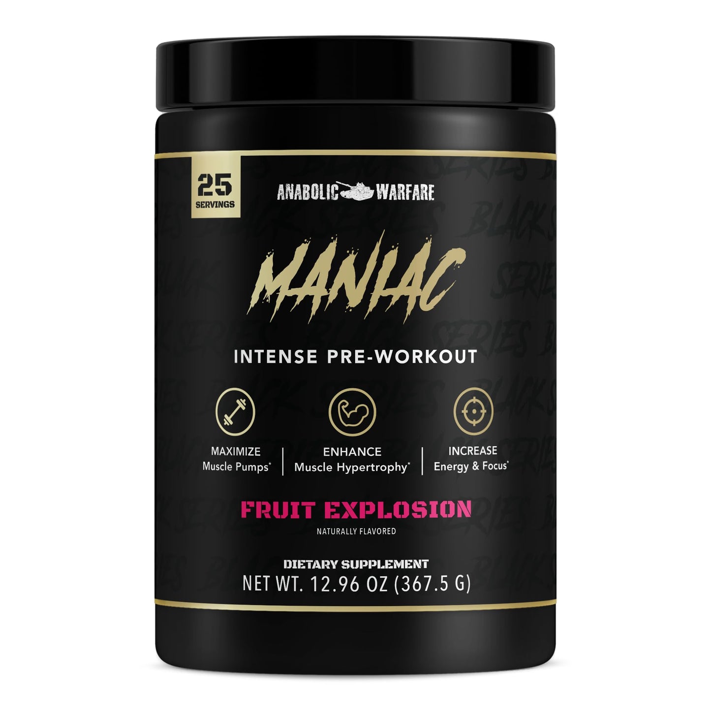 Anabolic Warfare Black Series Maniac Pre-Workout Powder Fruit Explosion, 13.7 oz