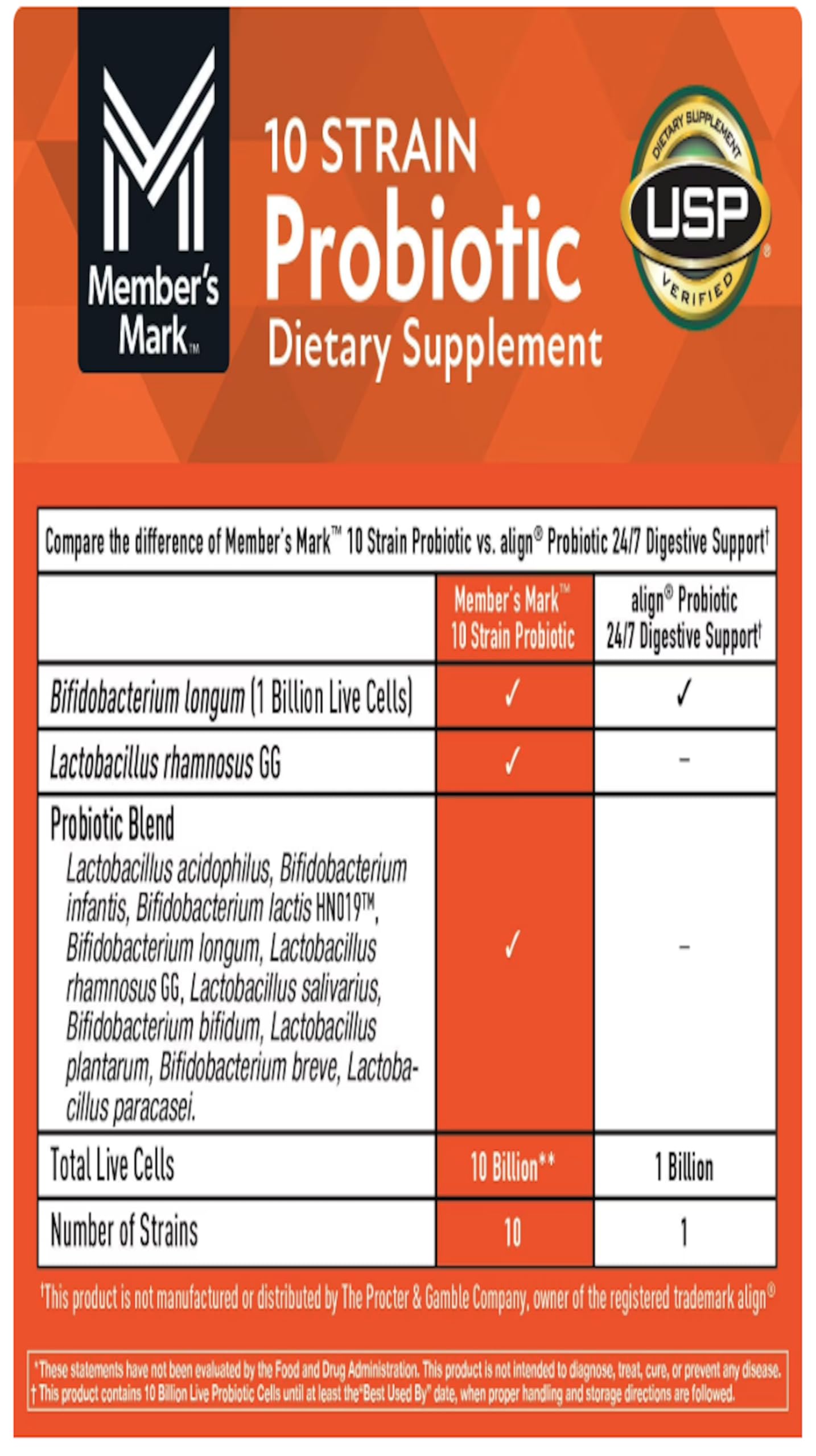 Generic Member Mark 10 Strain Probiotic Capsules, 84 Capsules