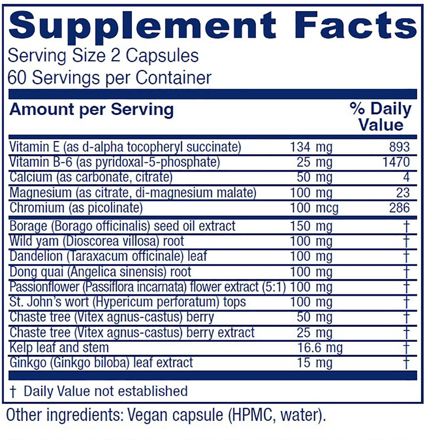 Vitanica Women's Phase I Premenstrual Support Vegan Capsule 120 Count