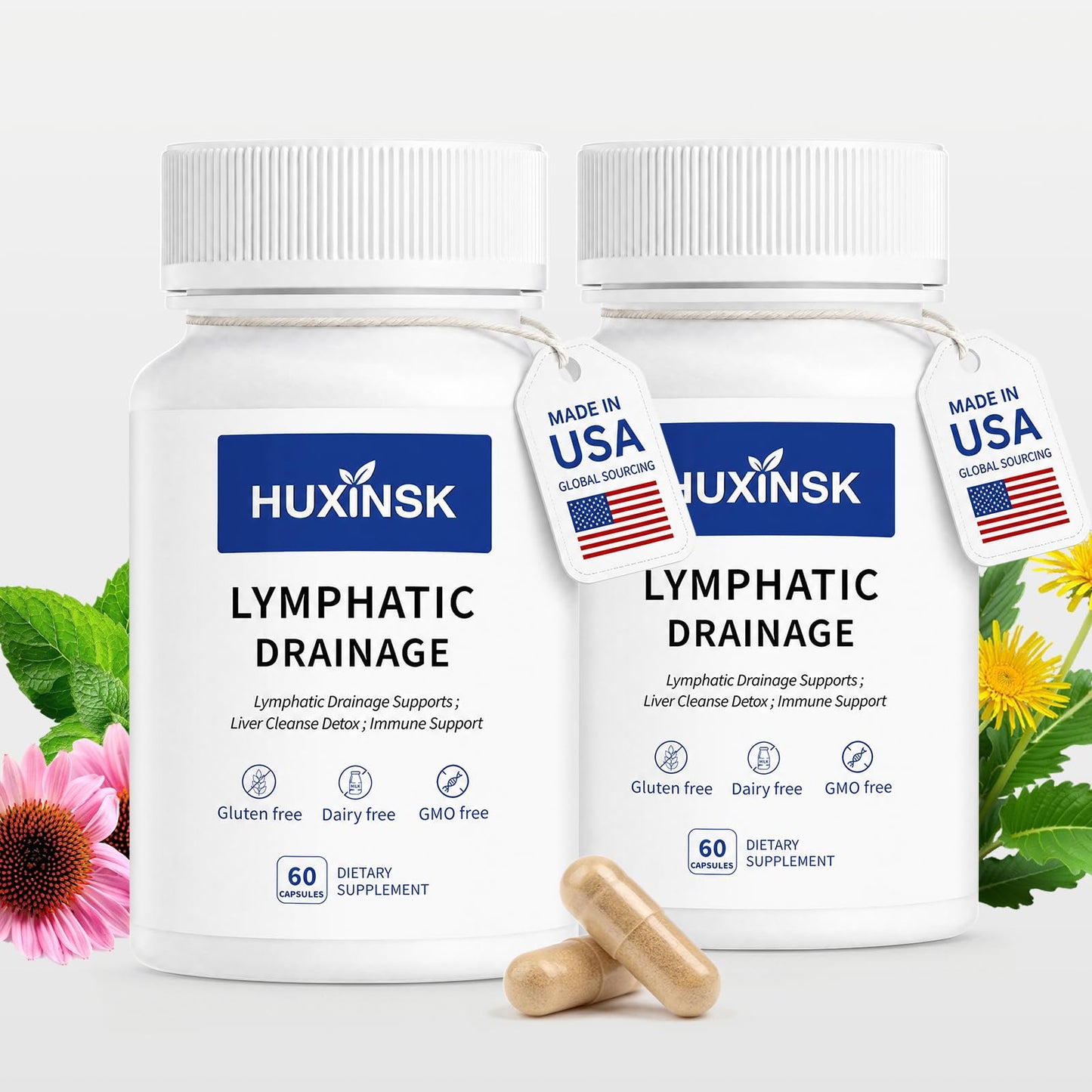 HUXINSK Lymphatic Drainage Capsules, 120 Capsules