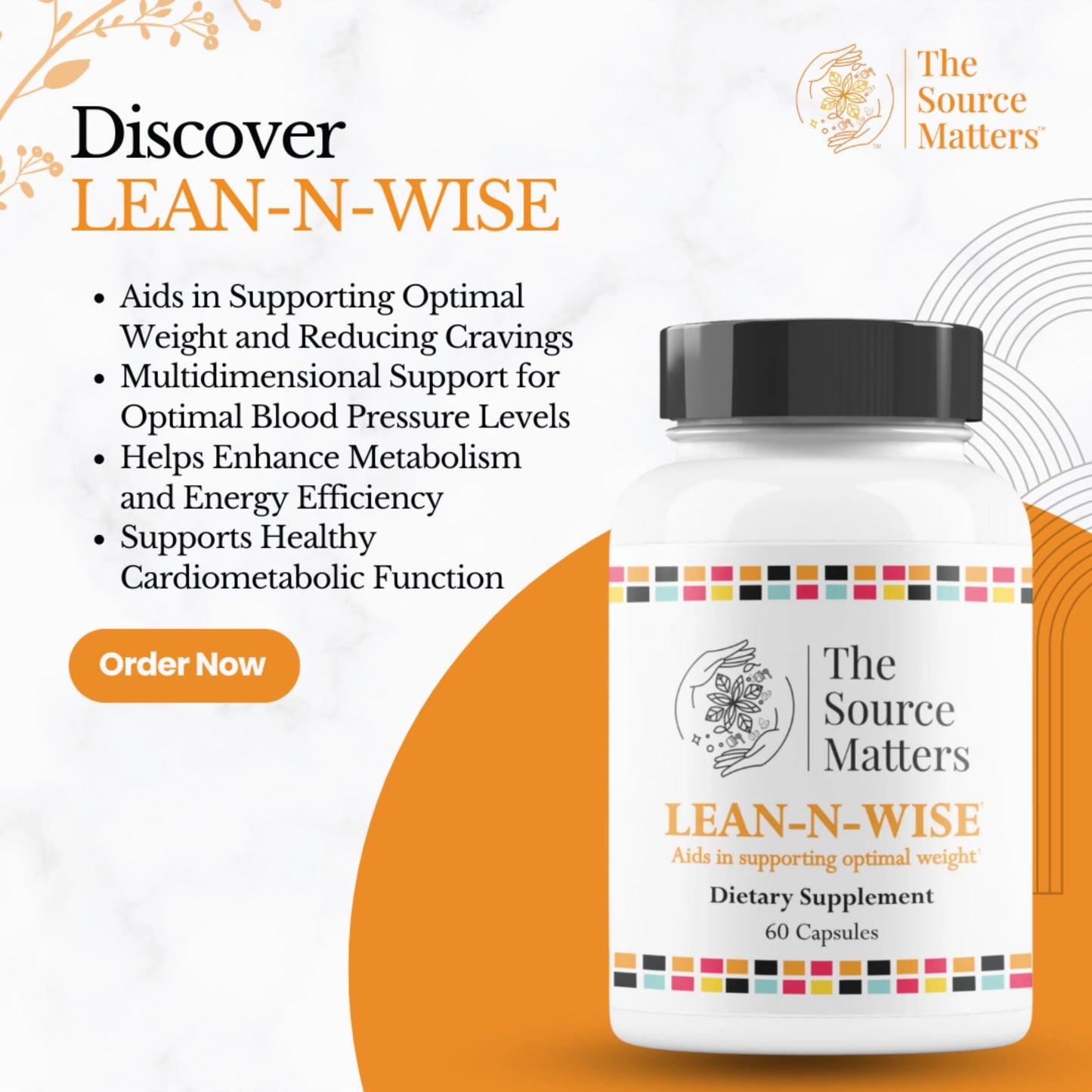 THE SOURCE MATTERS Lean-N-Wise Digestion & Energy Support with Green Coffee Bean, Hibiscus, Lemon Verbena & Magnesium Citrate | Plant-Based Formula for Daily Wellness, 60 Capsules
