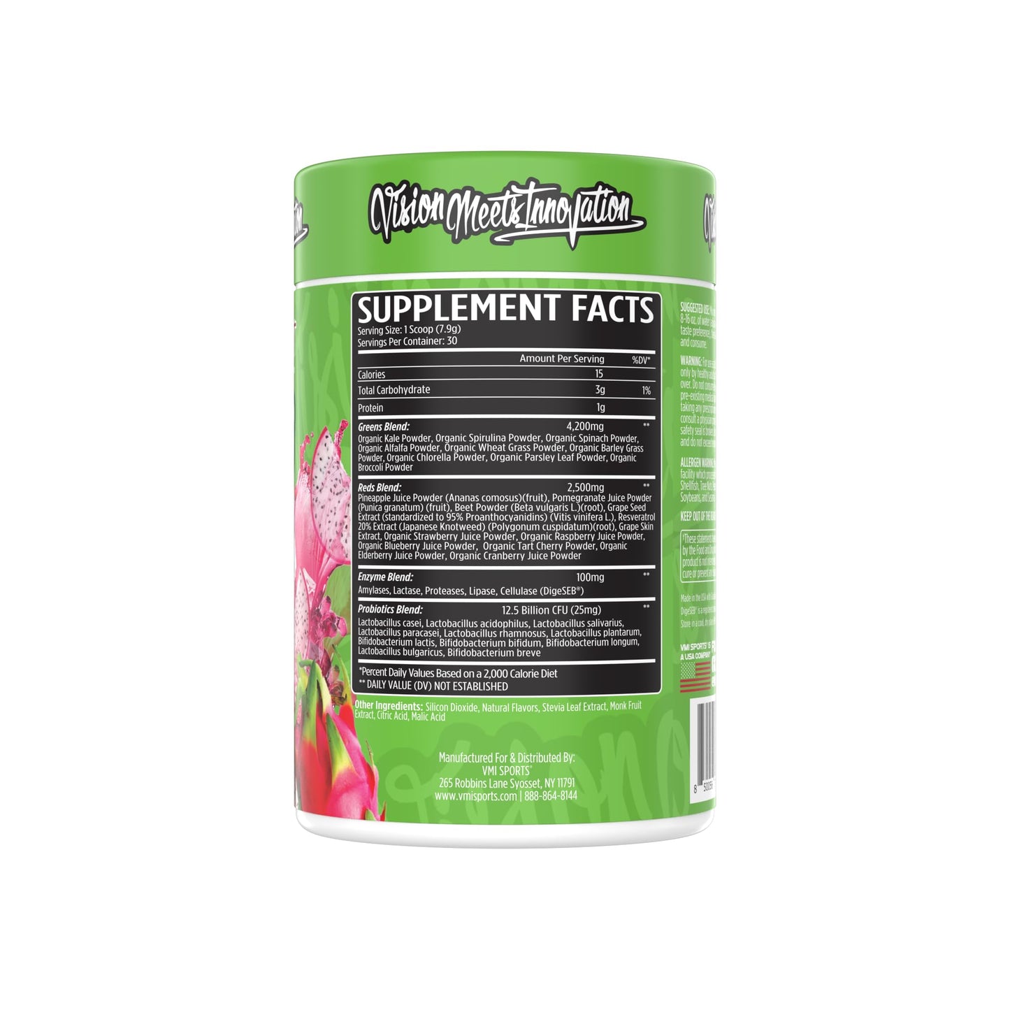 VMI Sports Greens + Reds Advanced Superfood Immunity and Gut Health (Dragon Fruit) Powder 8.68 Ounce