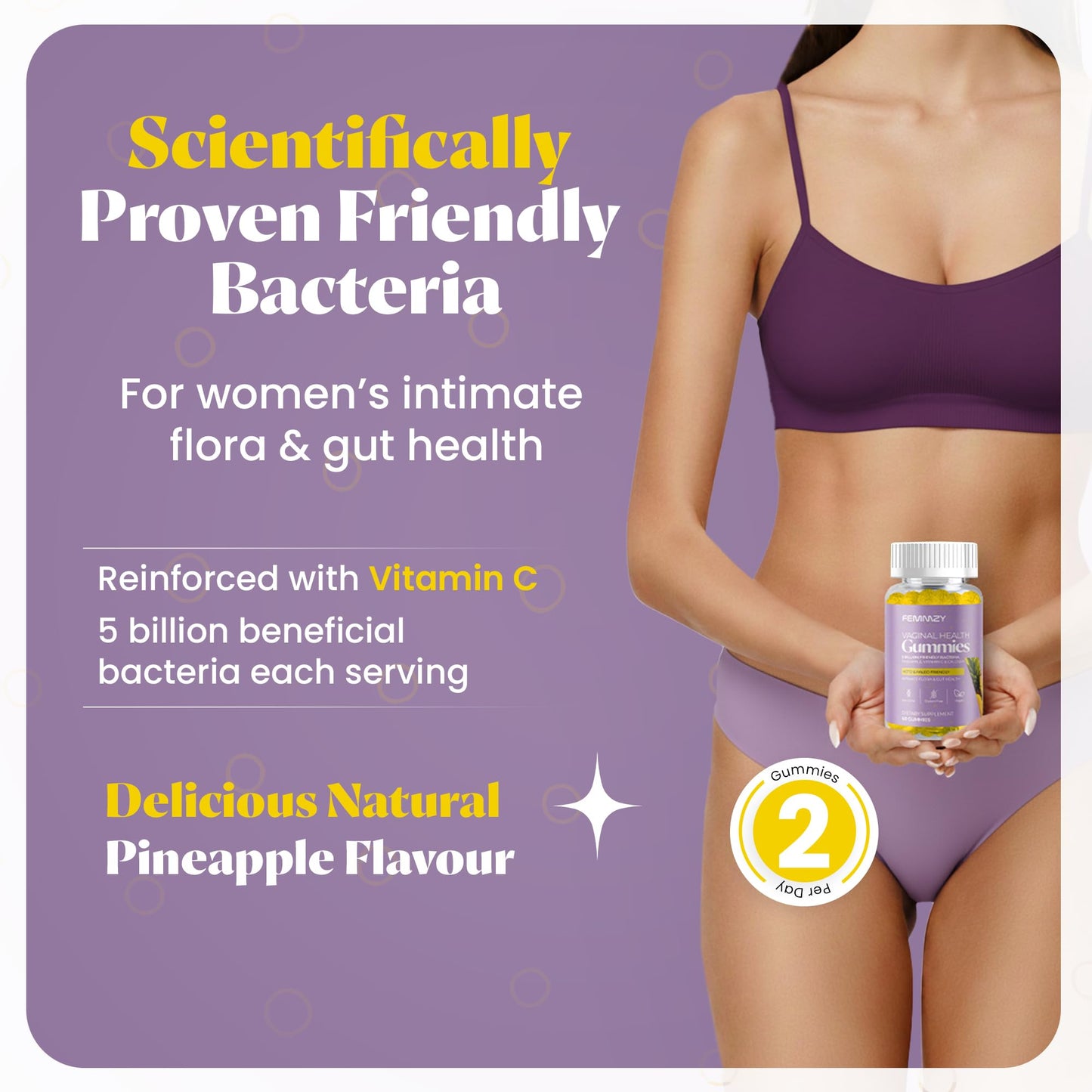 FEMMZY Vaginal Probiotic Gummies for Women, 60 Count