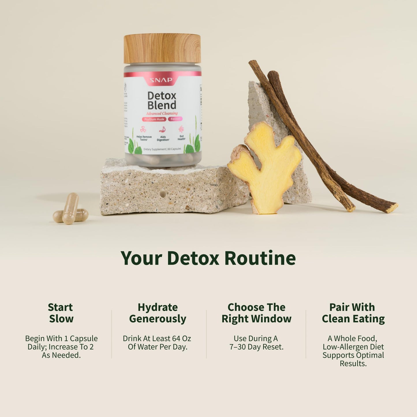 Snap Supplements Detox Blend to Support Gut Health 60 Capsules